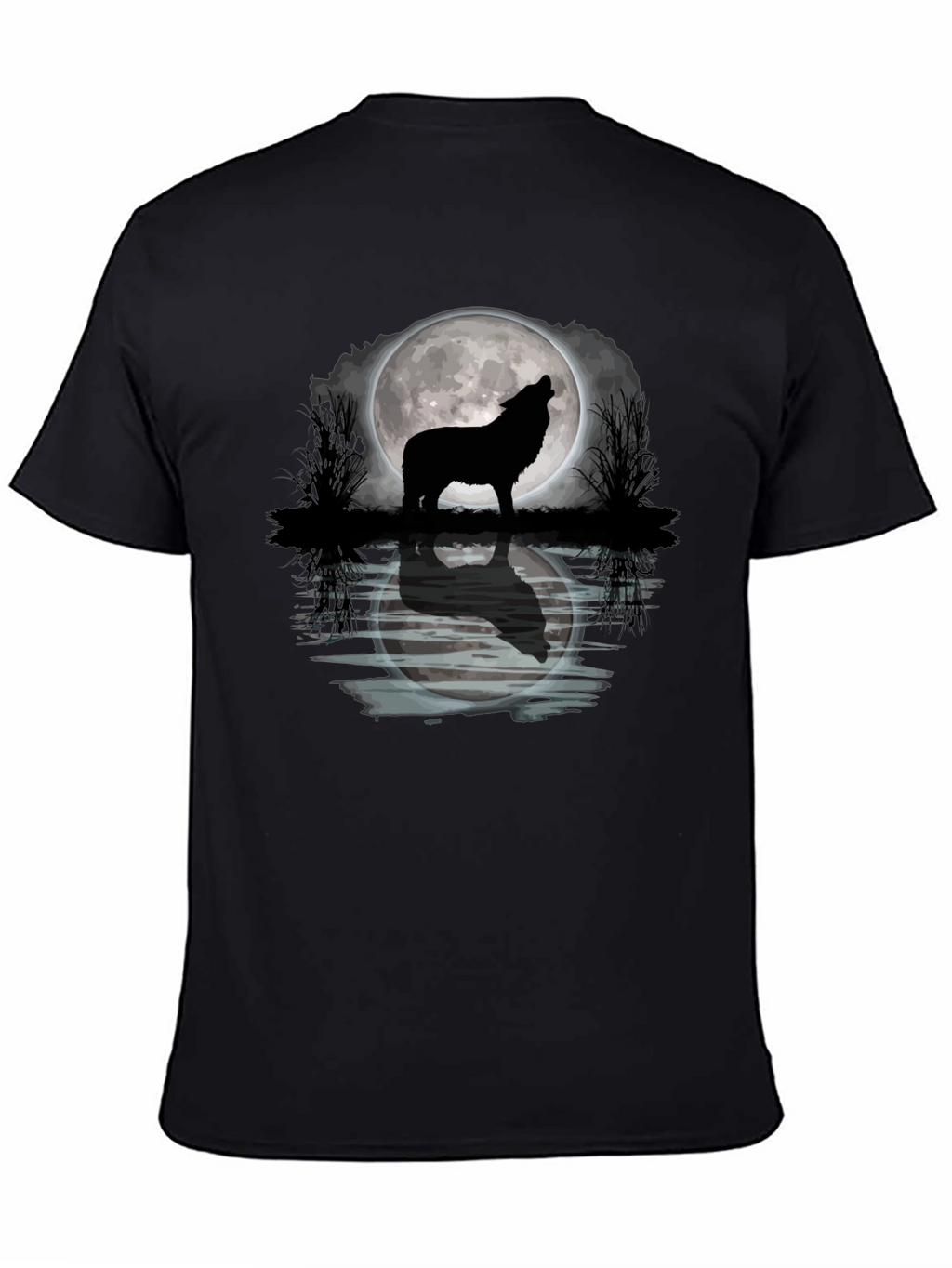 Wolf Howling Moon Graphic T-Shirt