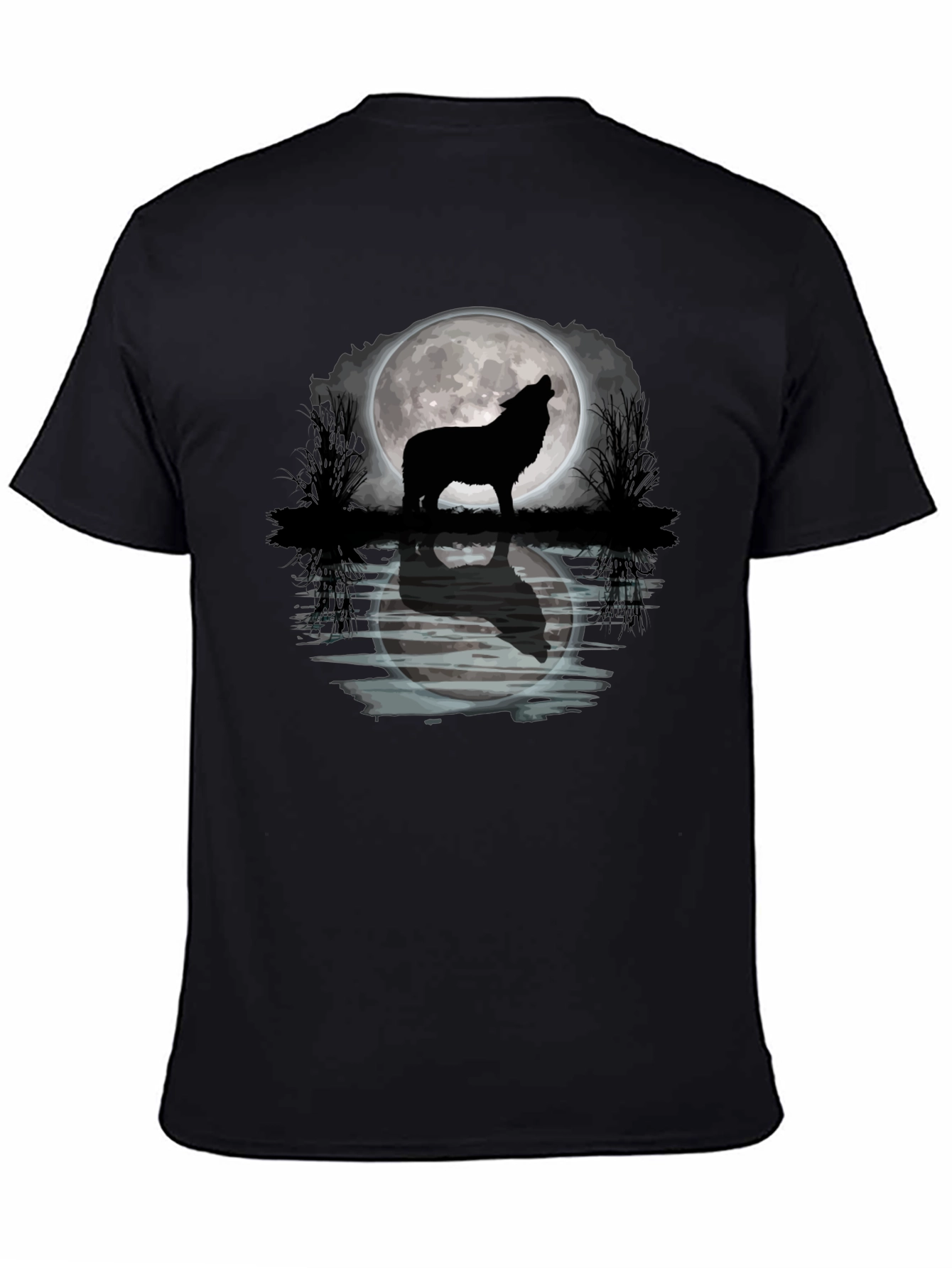 Wolf Howling Moon Graphic T-Shirt