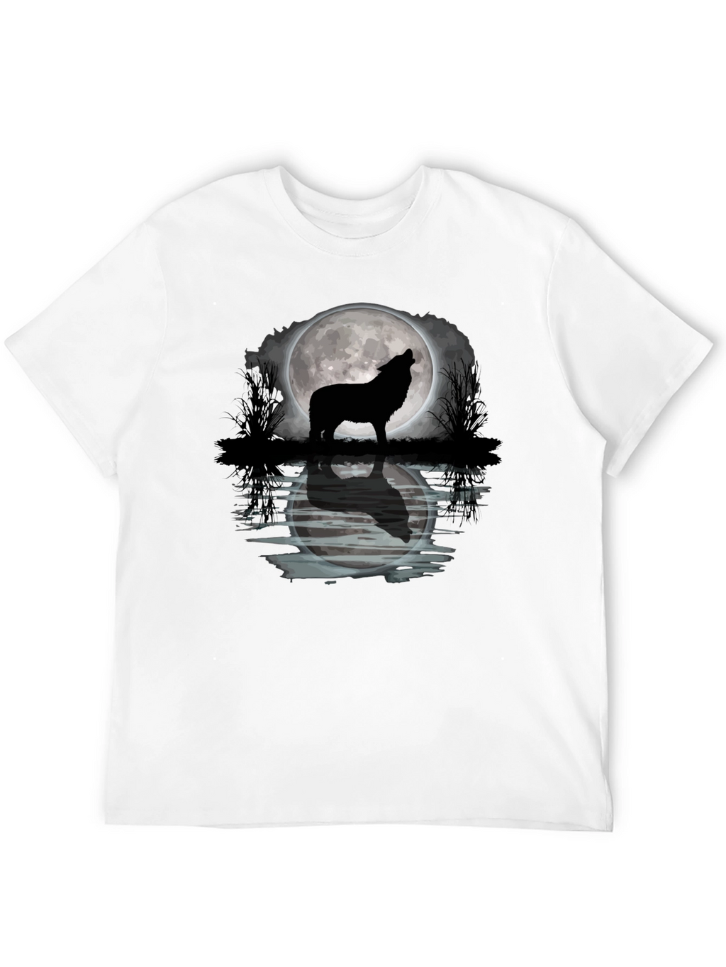 Wolf Howling Moon Graphic T-Shirt