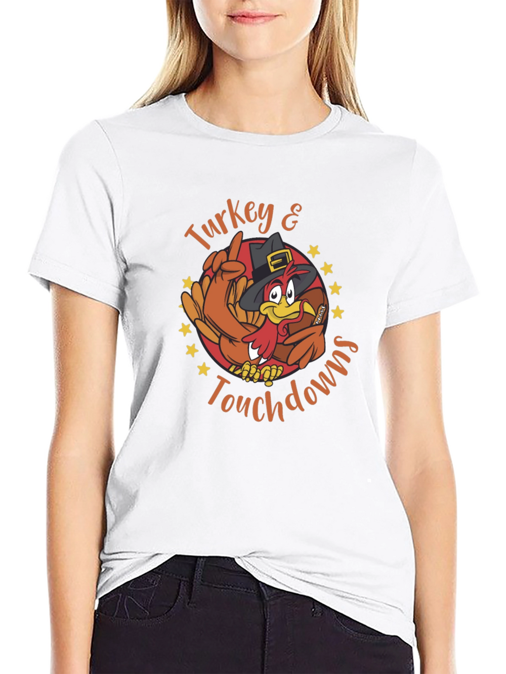 Turkey & Touchdowns Graphic Tee - Thanksgiving Football