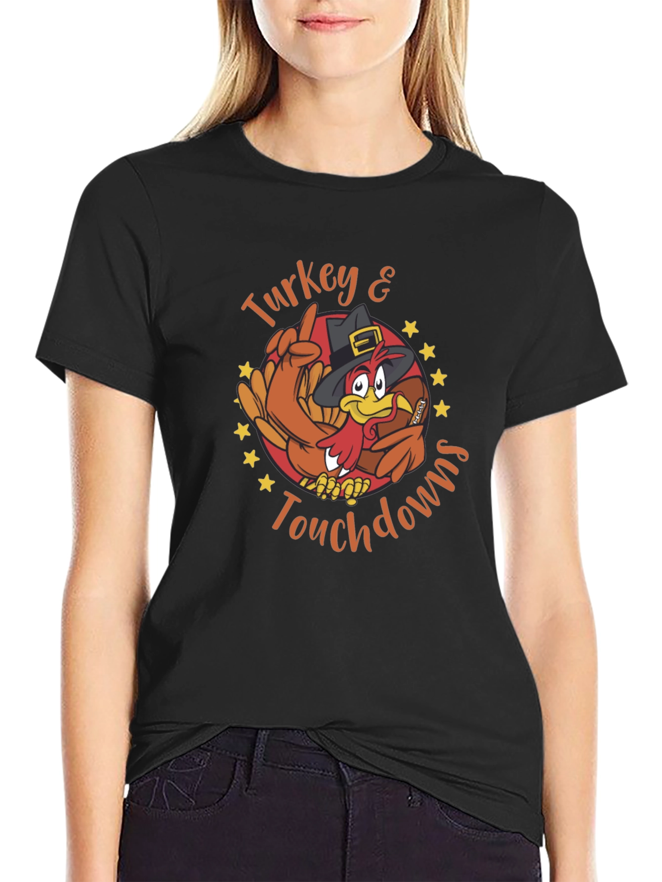 Turkey & Touchdowns Graphic Tee - Thanksgiving Football