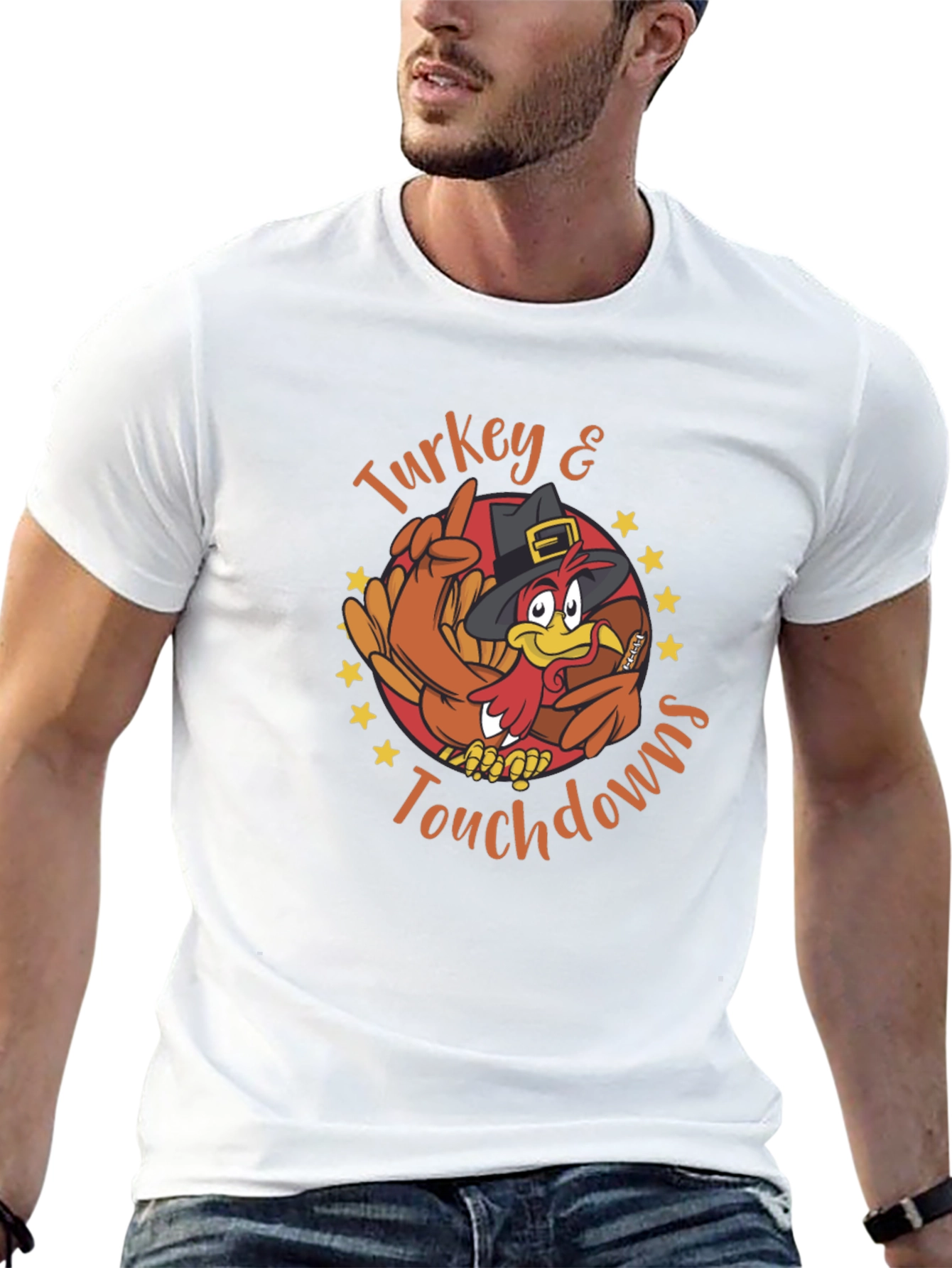 Turkey & Touchdowns Graphic Tee - Thanksgiving Football