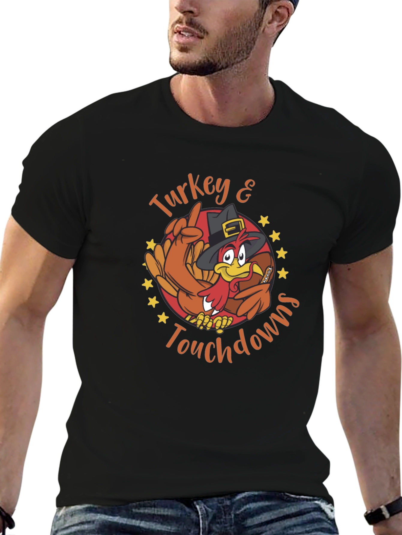 Turkey & Touchdowns Graphic Tee - Thanksgiving Football
