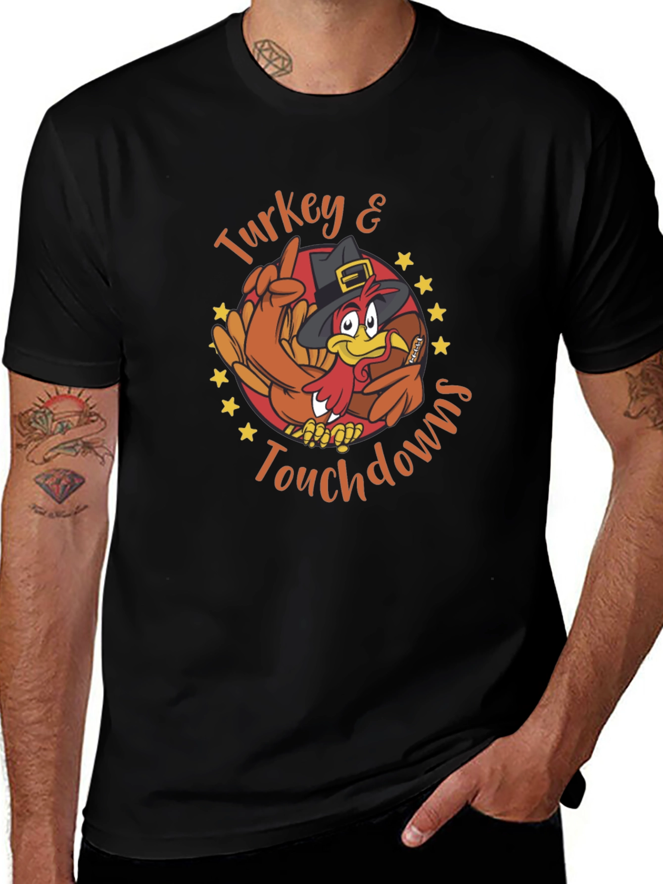 Turkey & Touchdowns Graphic Tee - Thanksgiving Football