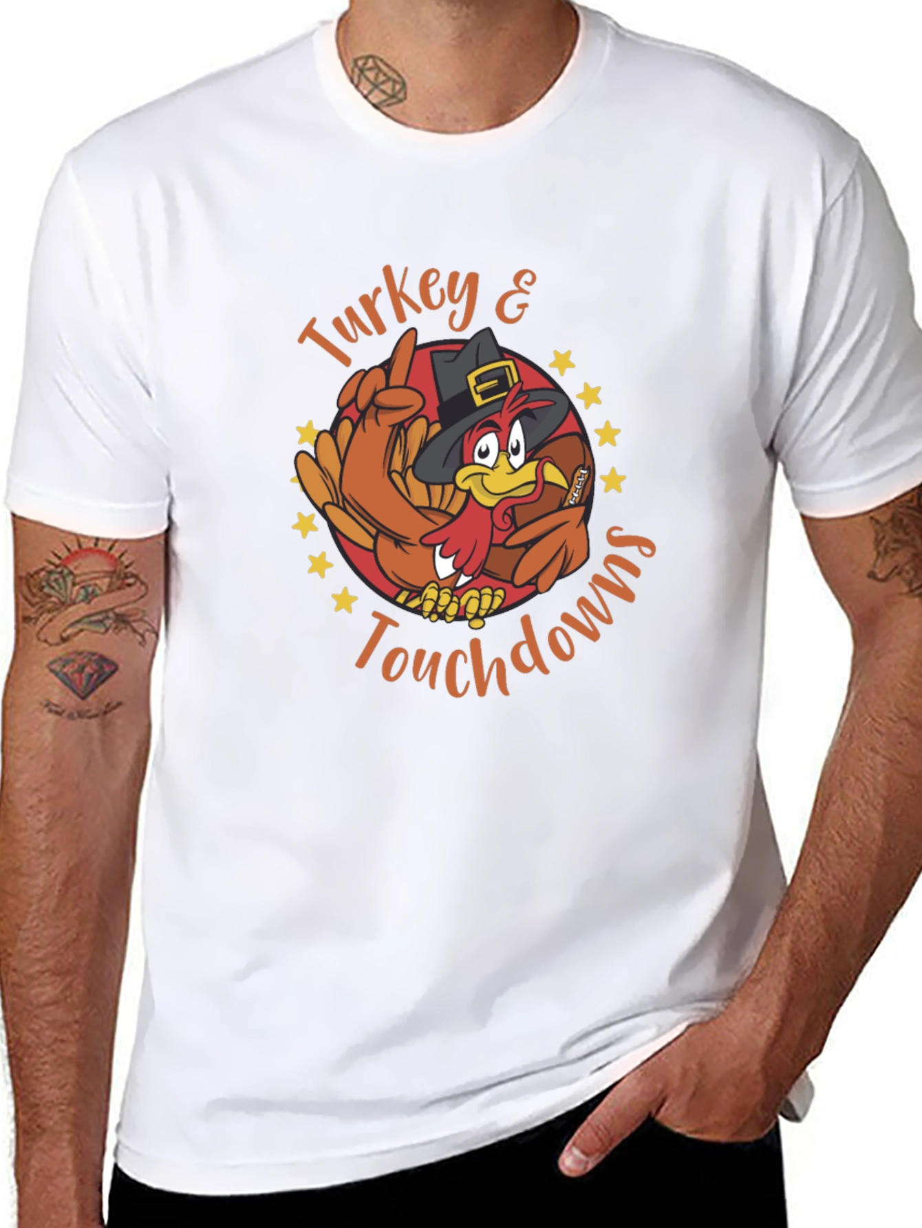 Turkey & Touchdowns Graphic Tee - Thanksgiving Football