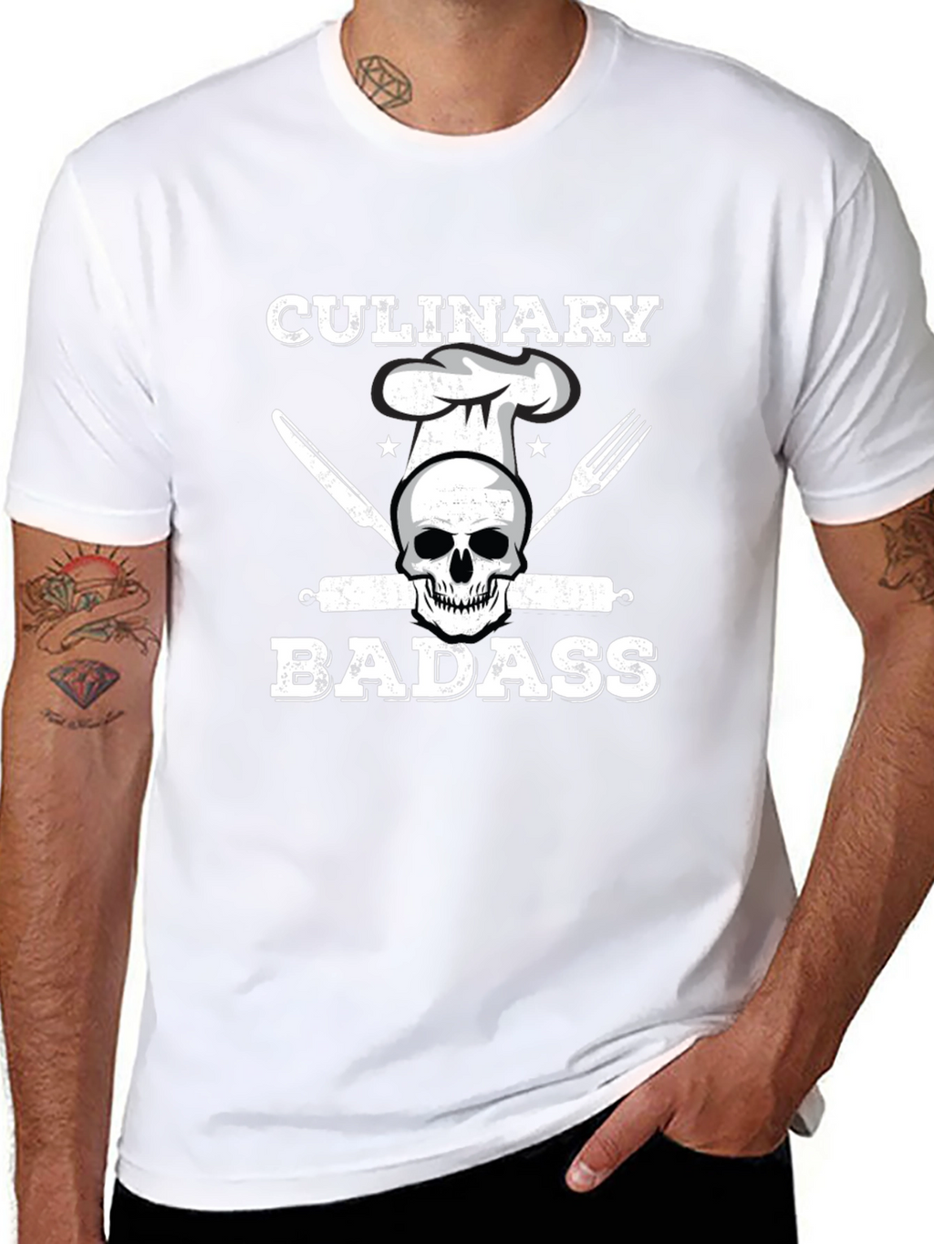 Culinary Badass T-Shirt - Chef Skull Design