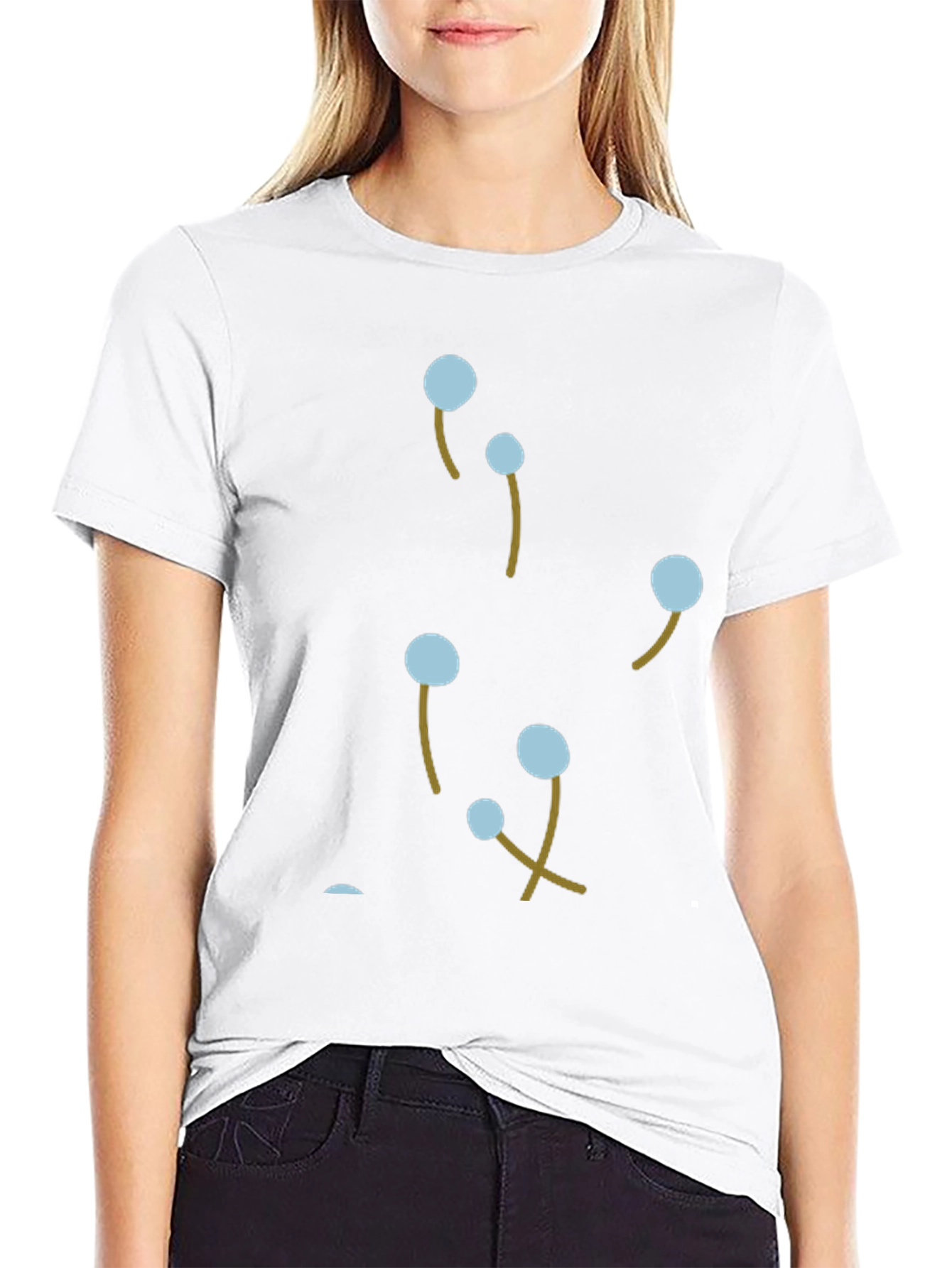 Modern Black T-Shirt with Abstract Floral Design