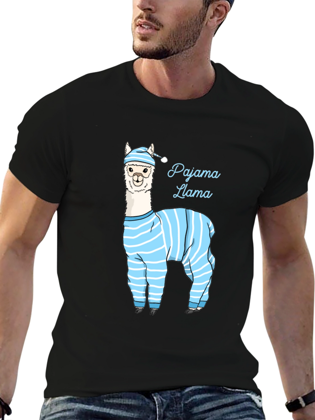 Pajama Llama Graphic Tee - Mens Black T-Shirt
