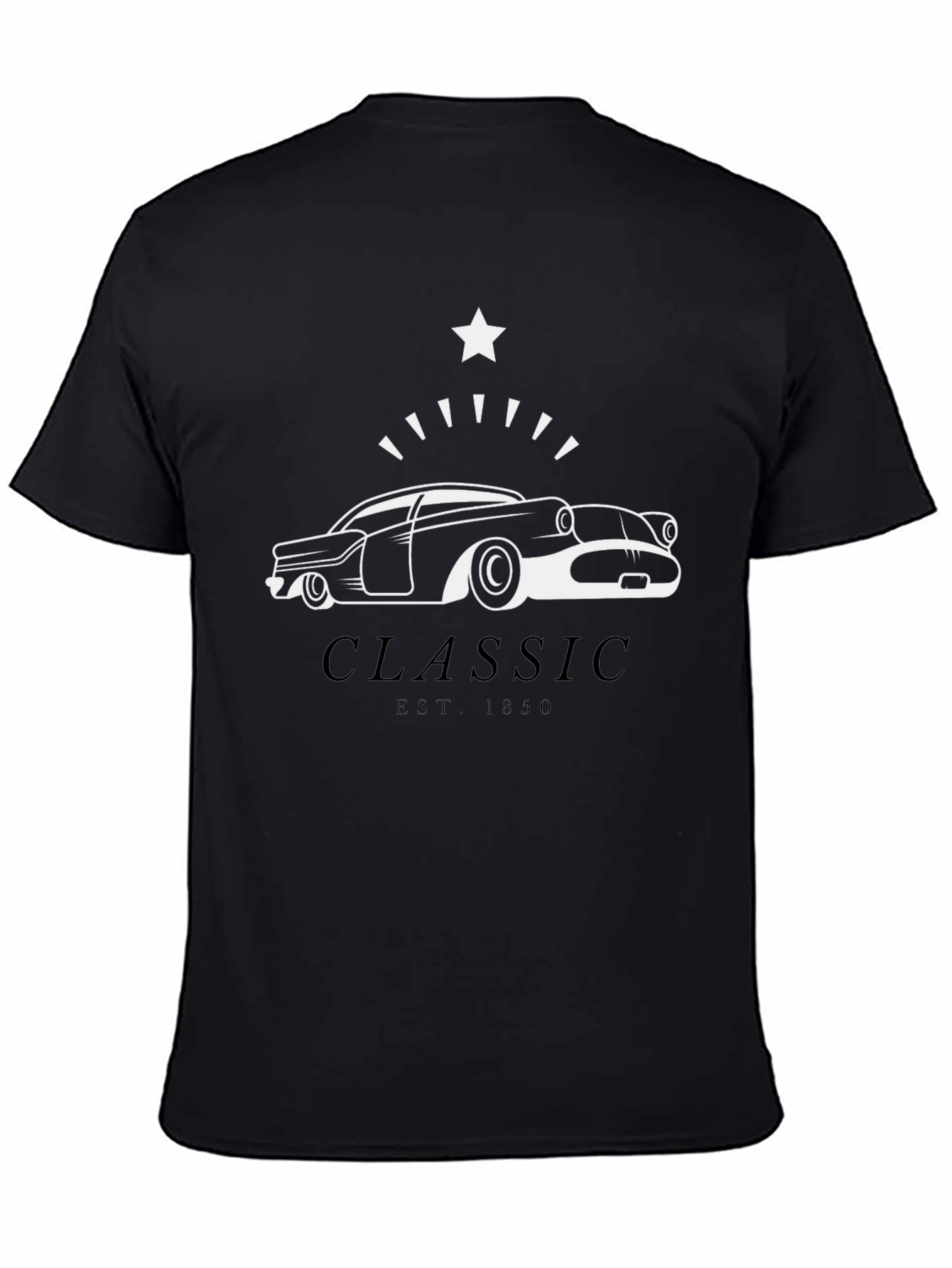 Classic Car Graphic Tee - Black Cotton Blend