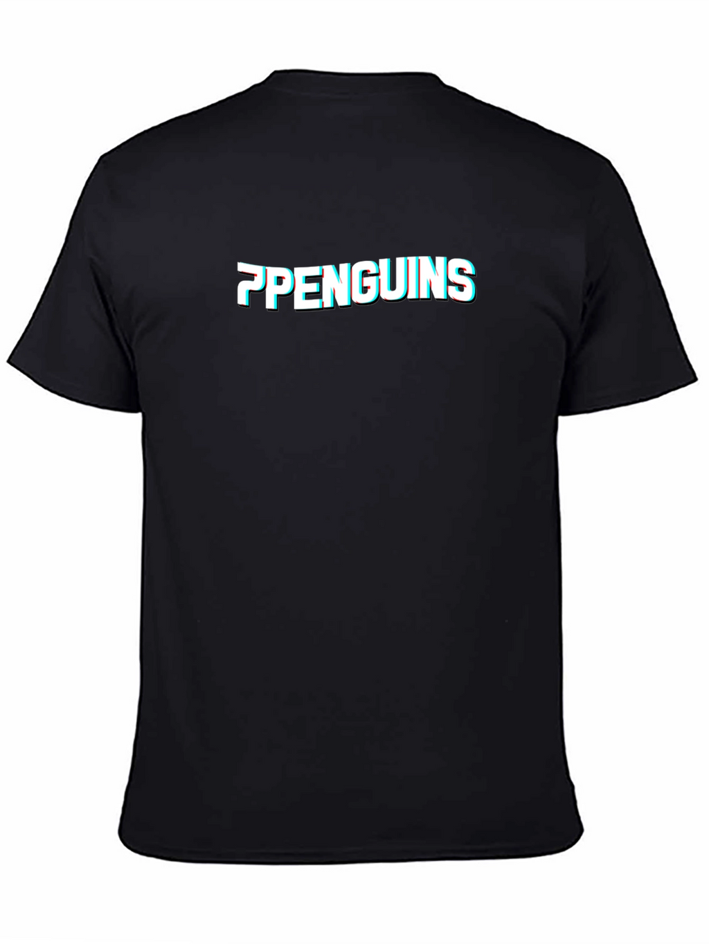 Penguins Glitch Graphic Black T-Shirt