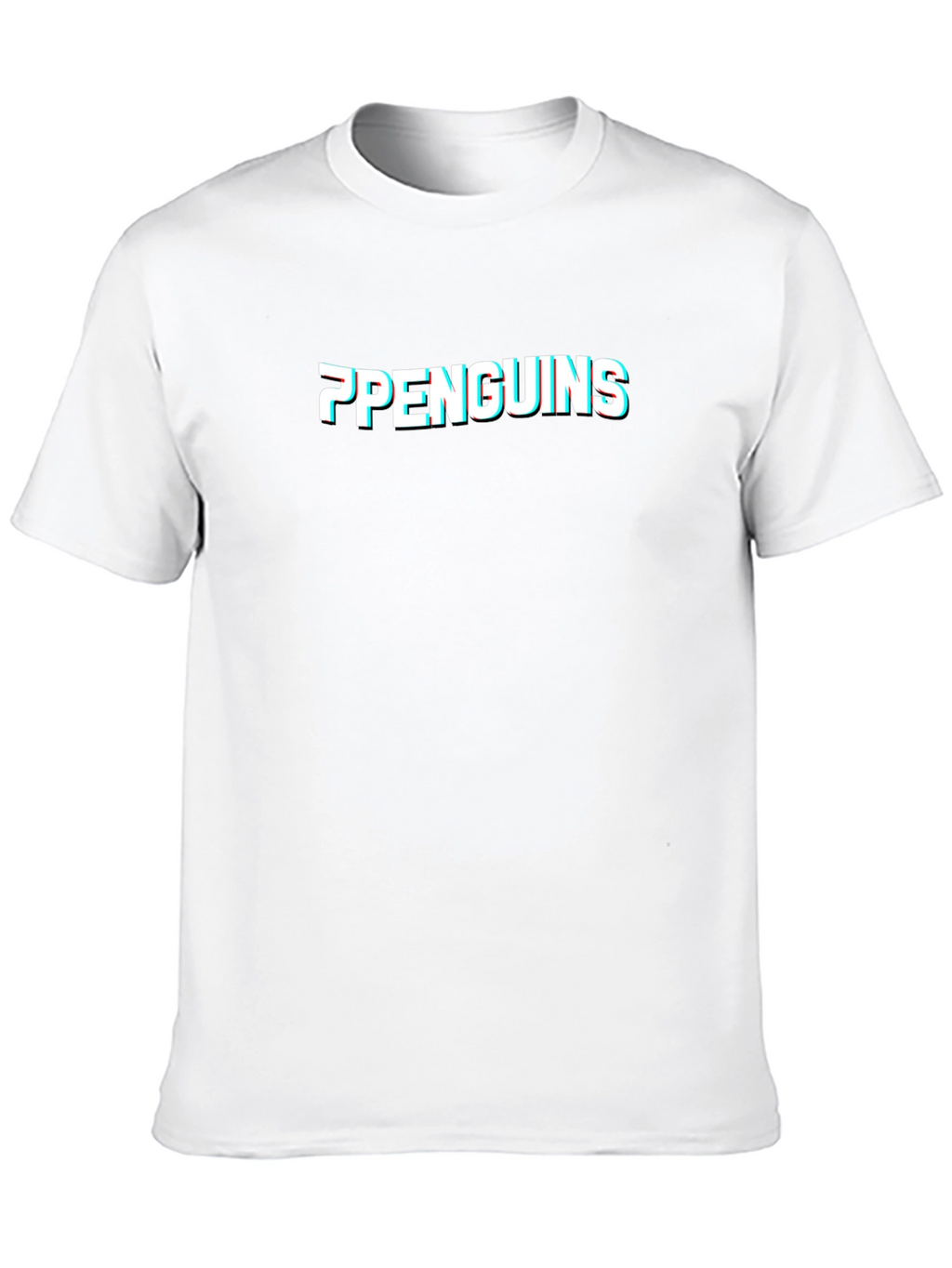 Penguins Glitch Graphic Black T-Shirt