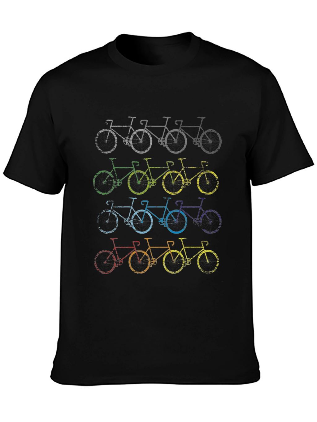 Retro Bicycle Print Black T-Shirt