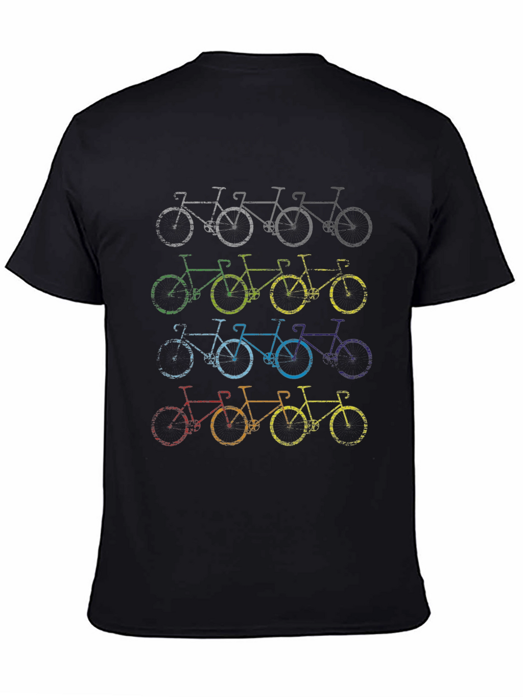 Retro Bicycle Print Black T-Shirt