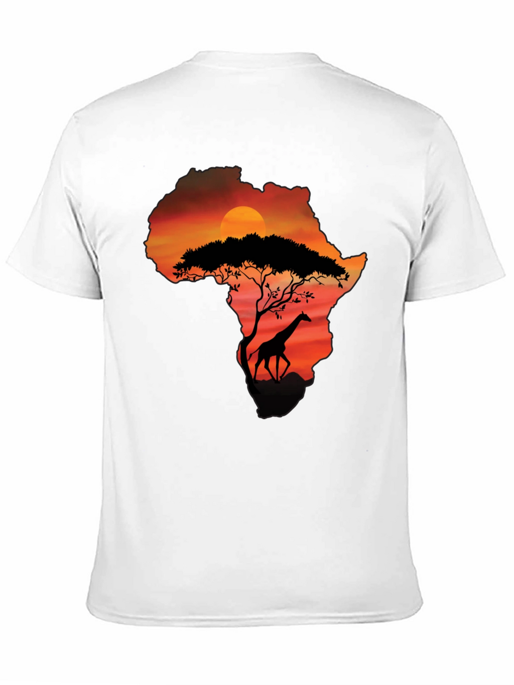 African Sunset Giraffe Graphic Tee - Black