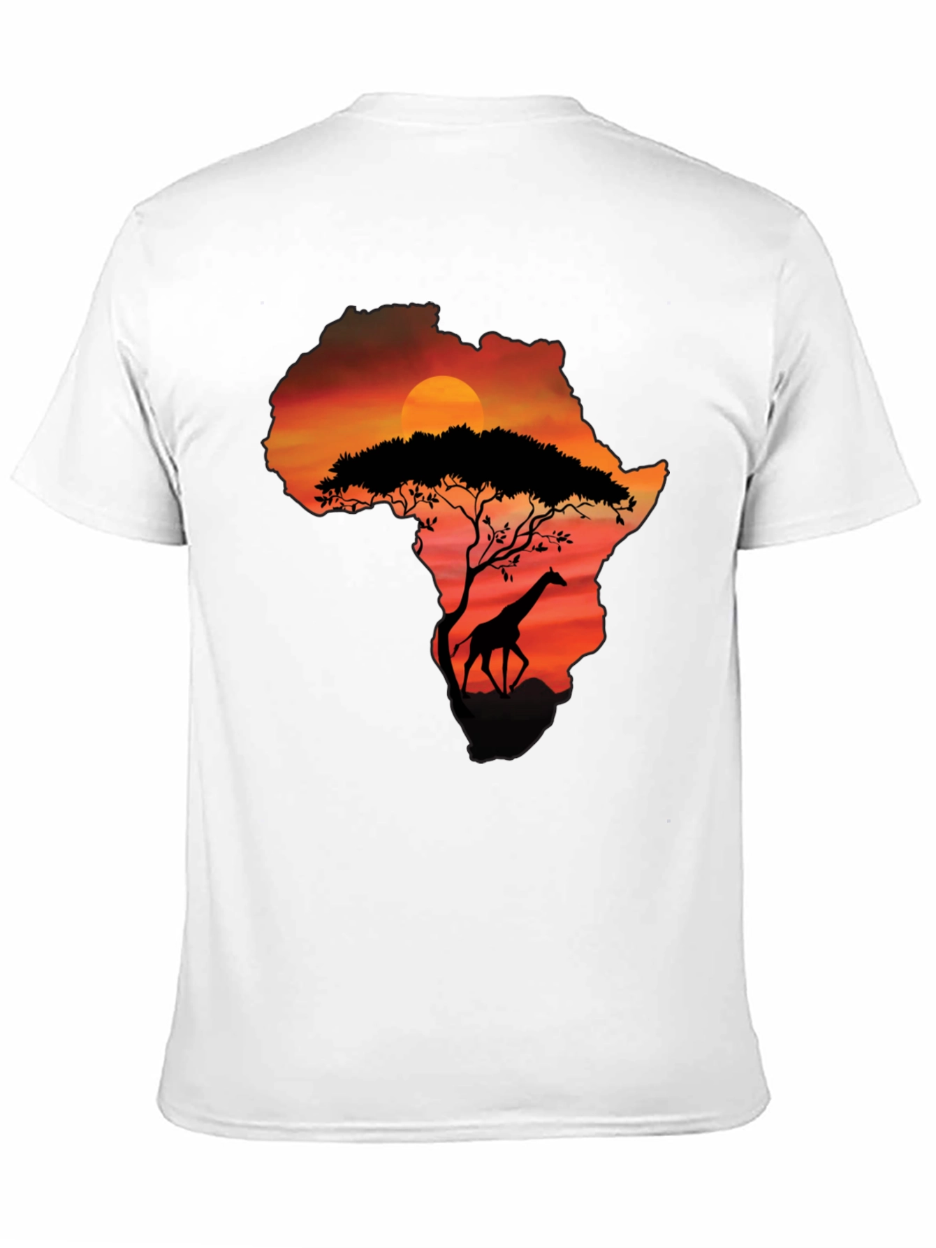 African Sunset Giraffe Graphic Tee - Black