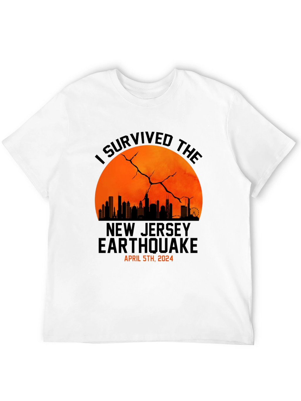 I Survived New Jersey Earthquake 2024 Black T-Shirt