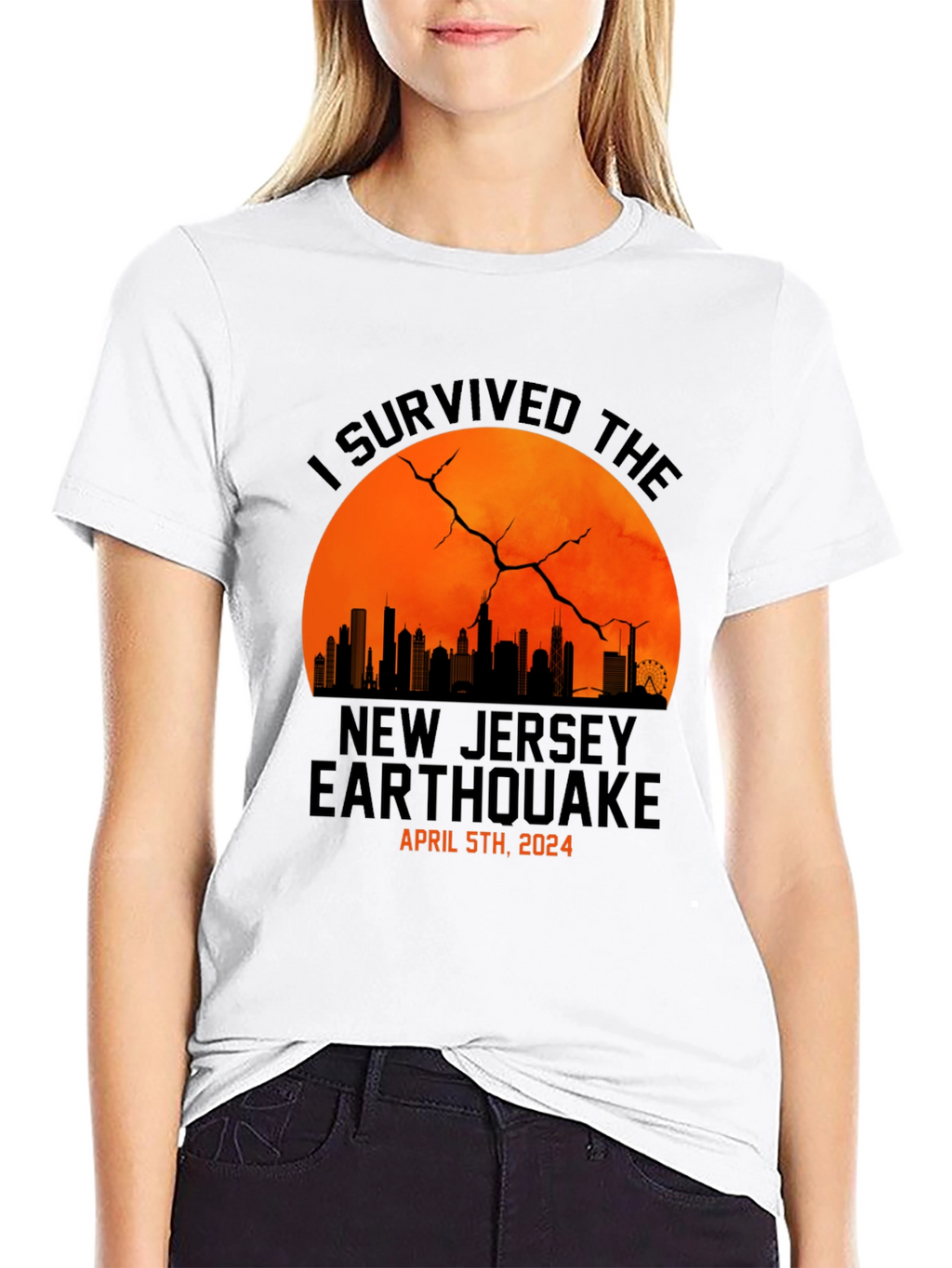 I Survived New Jersey Earthquake 2024 Black T-Shirt