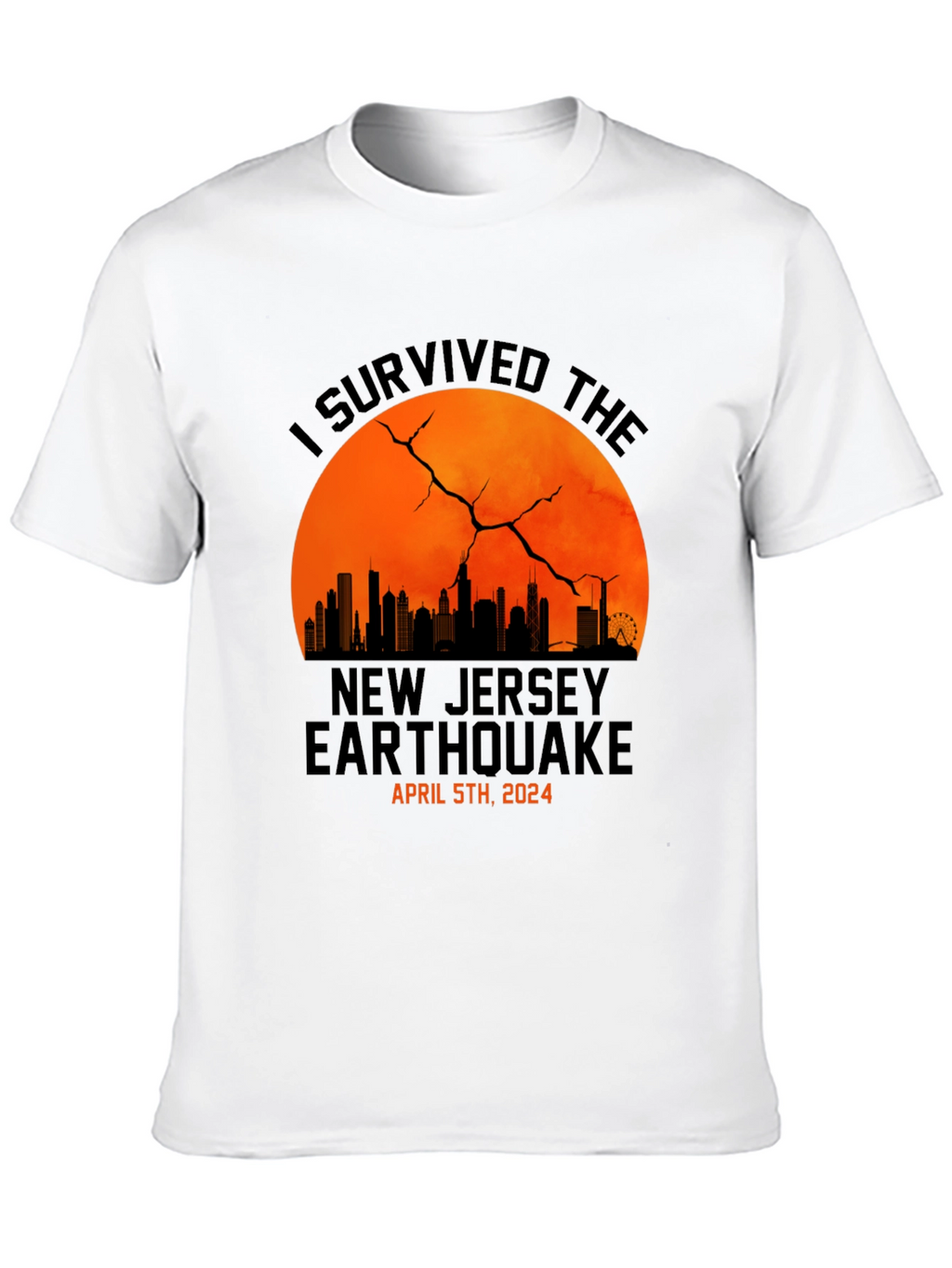 I Survived New Jersey Earthquake 2024 Black T-Shirt