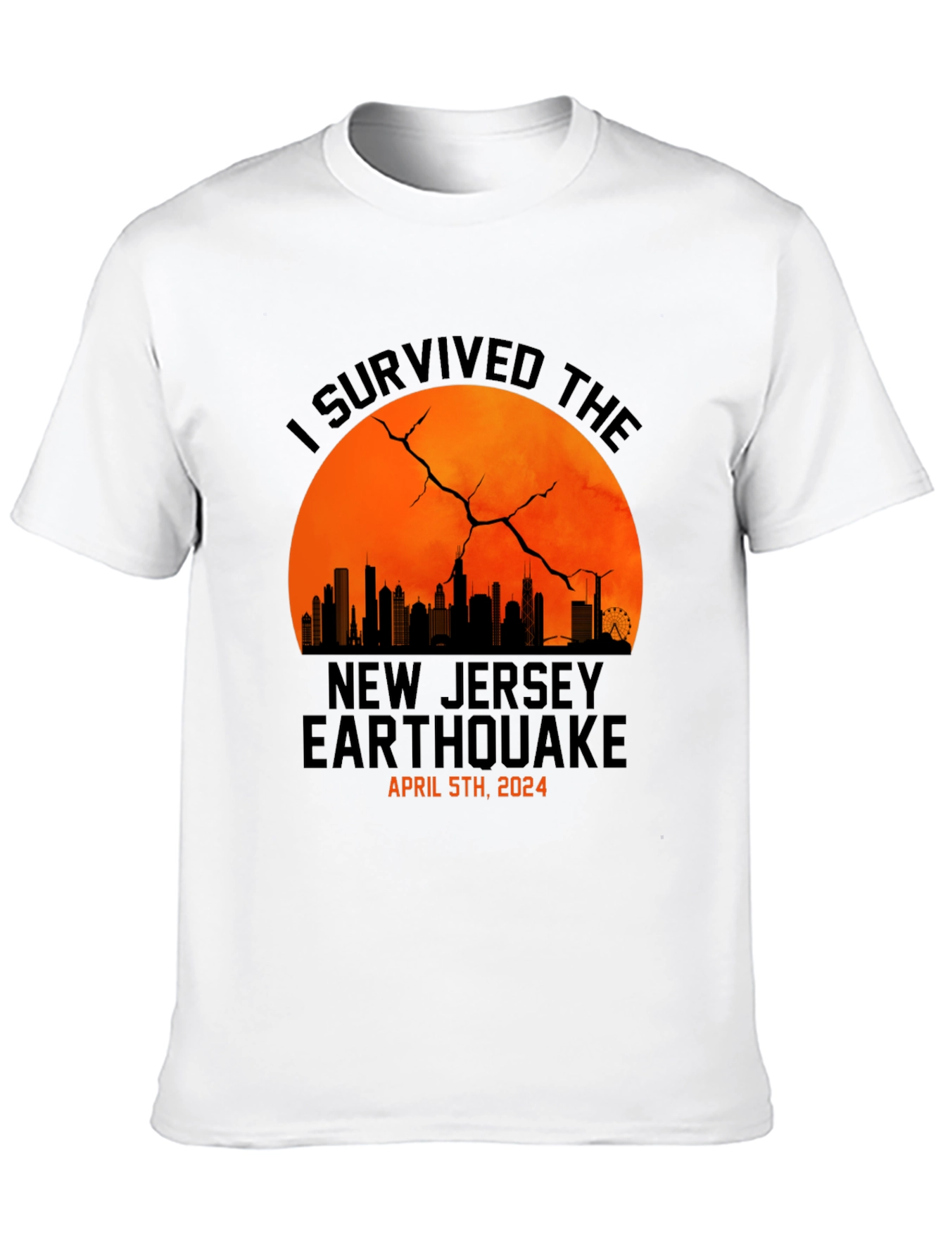 I Survived New Jersey Earthquake 2024 Black T-Shirt