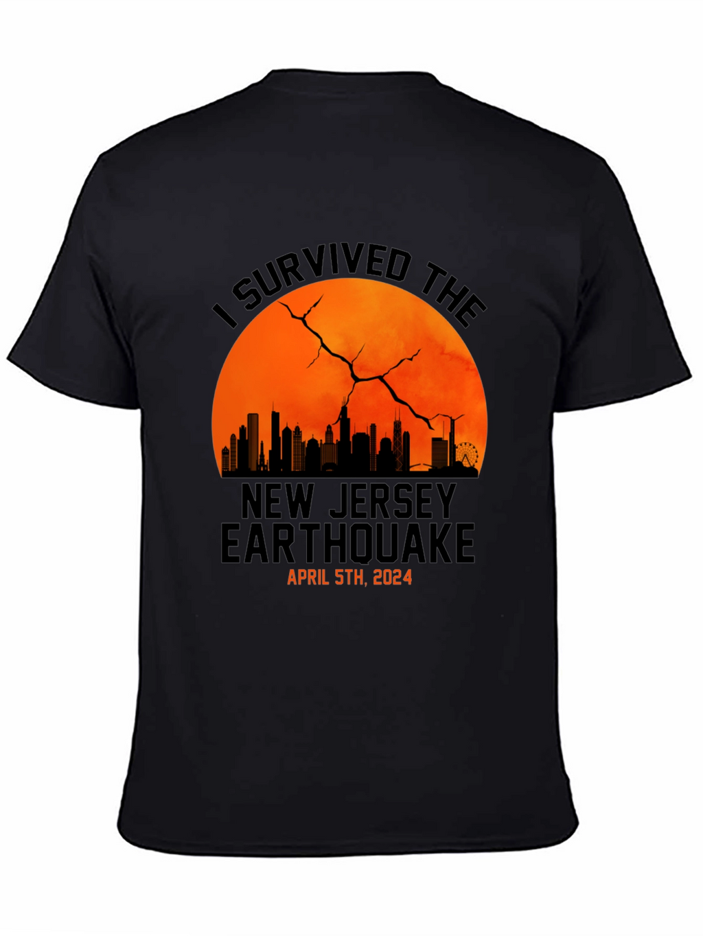 I Survived New Jersey Earthquake 2024 Black T-Shirt