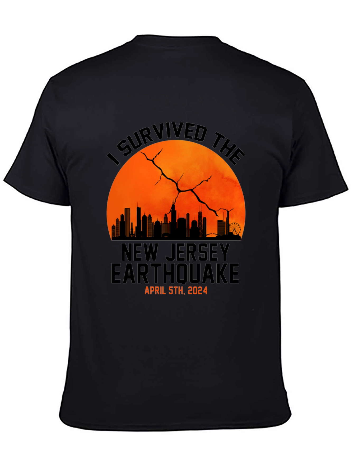 I Survived New Jersey Earthquake 2024 Black T-Shirt