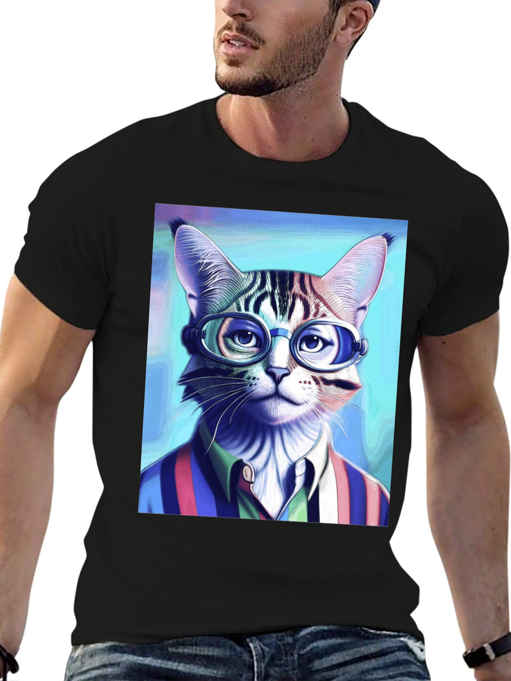 Cat in Glasses T-Shirt - Stylish Graphic Tee