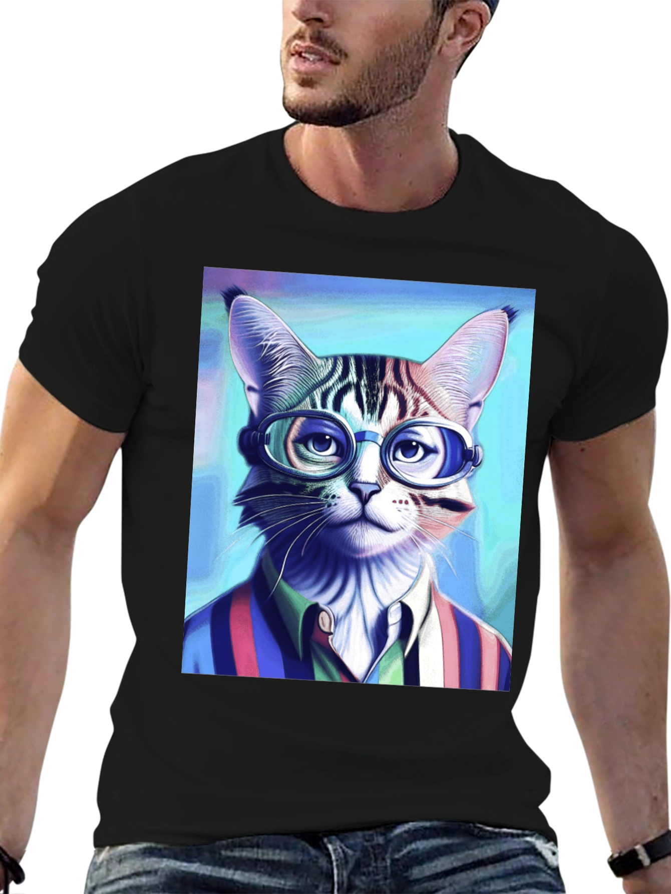 Cat in Glasses T-Shirt - Stylish Graphic Tee