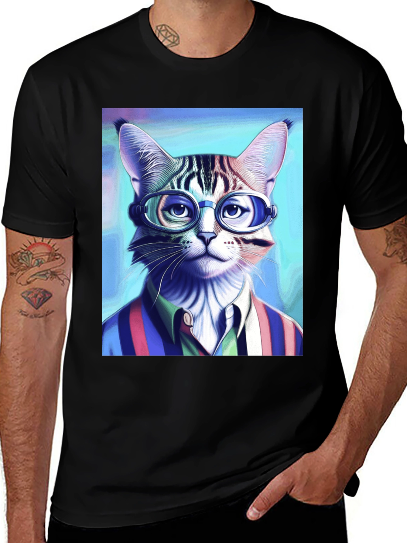 Cat in Glasses T-Shirt - Stylish Graphic Tee