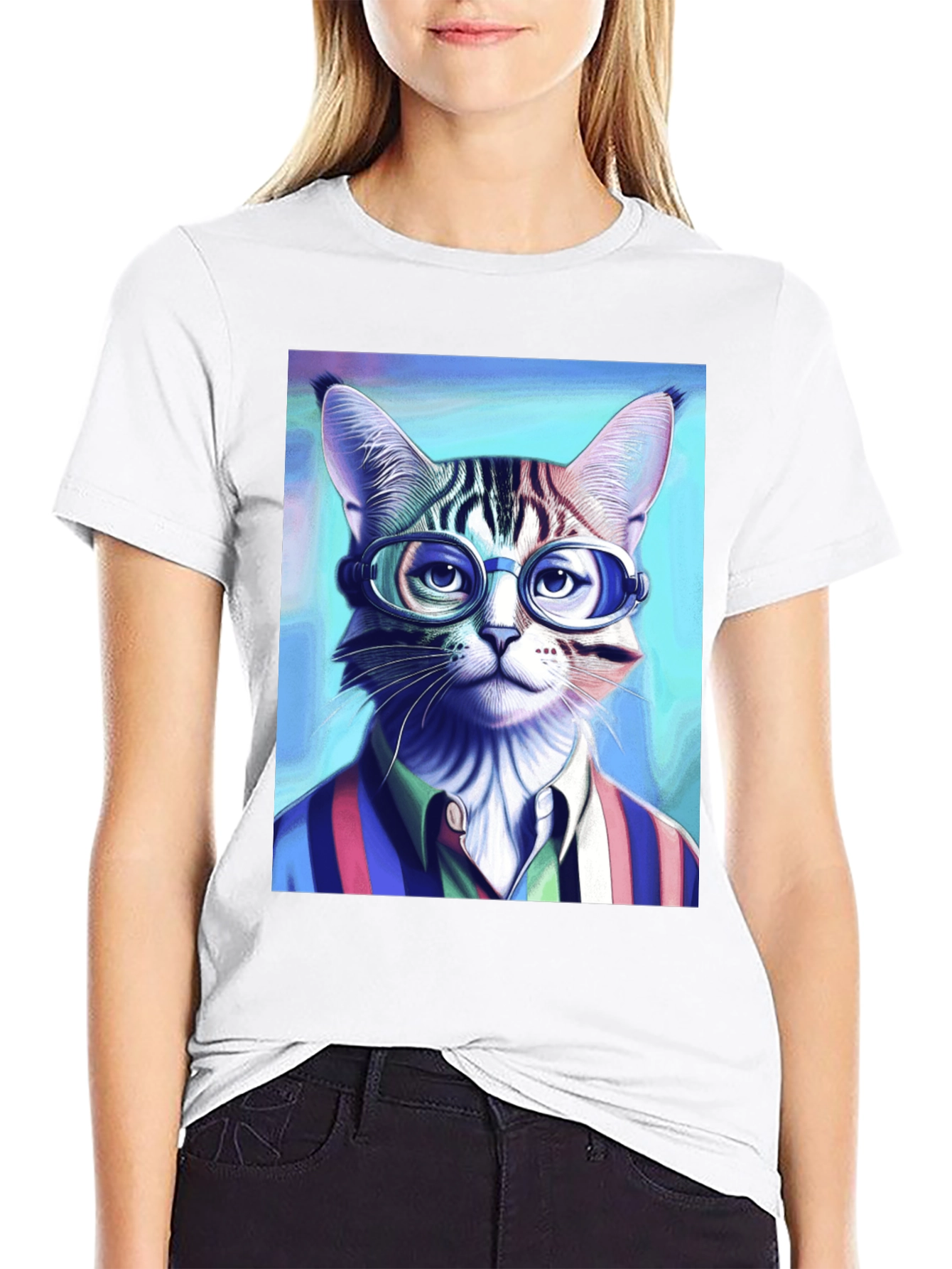 Cat in Glasses T-Shirt - Stylish Graphic Tee