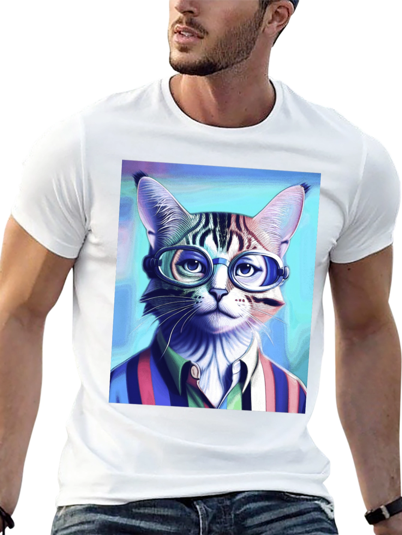 Cat in Glasses T-Shirt - Stylish Graphic Tee