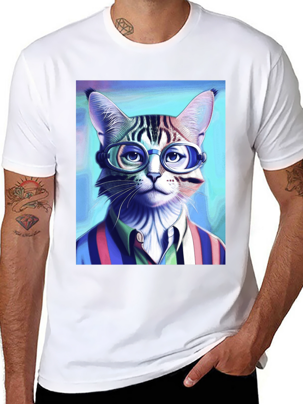 Cat in Glasses T-Shirt - Stylish Graphic Tee