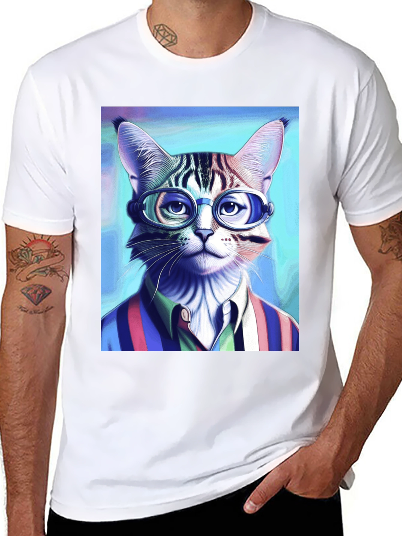 Cat in Glasses T-Shirt - Stylish Graphic Tee
