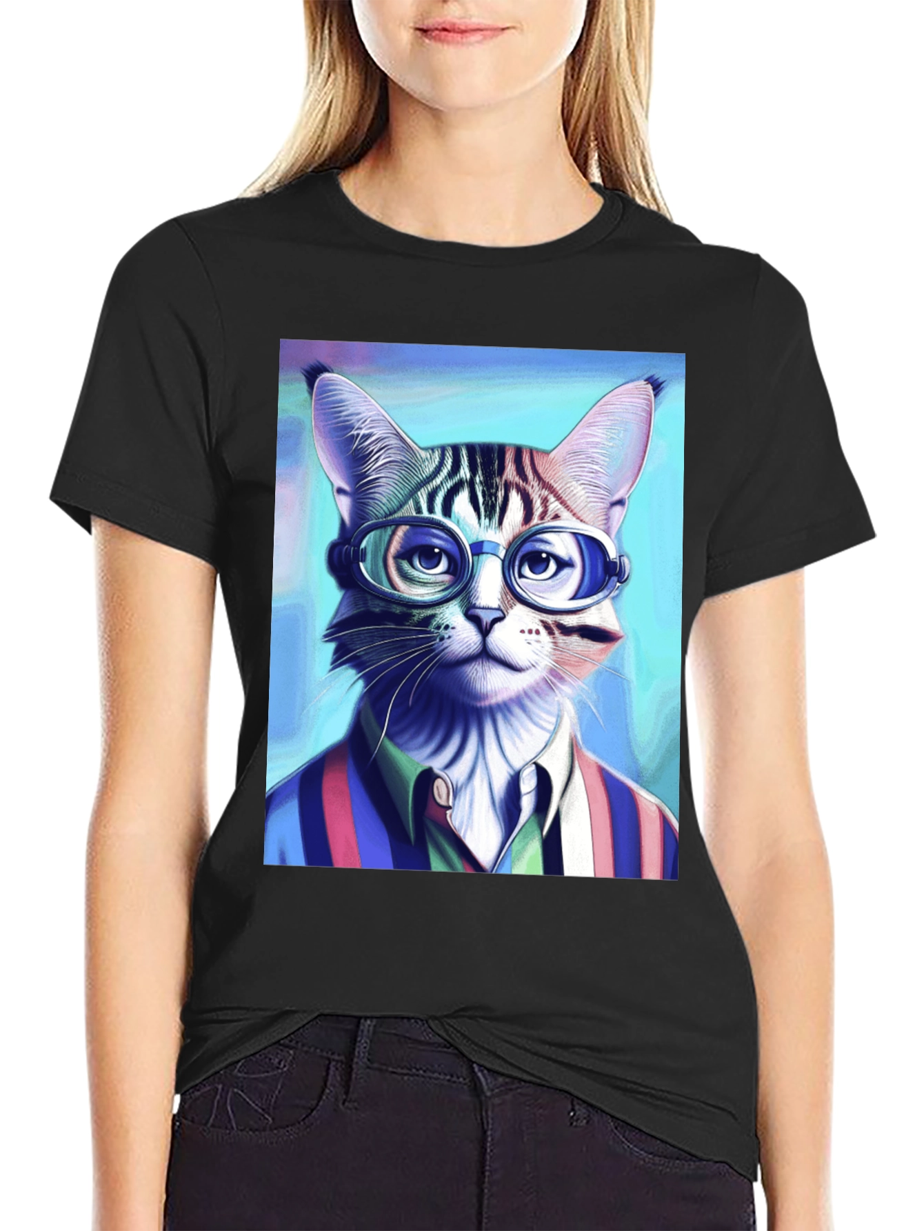 Cat in Glasses T-Shirt - Stylish Graphic Tee
