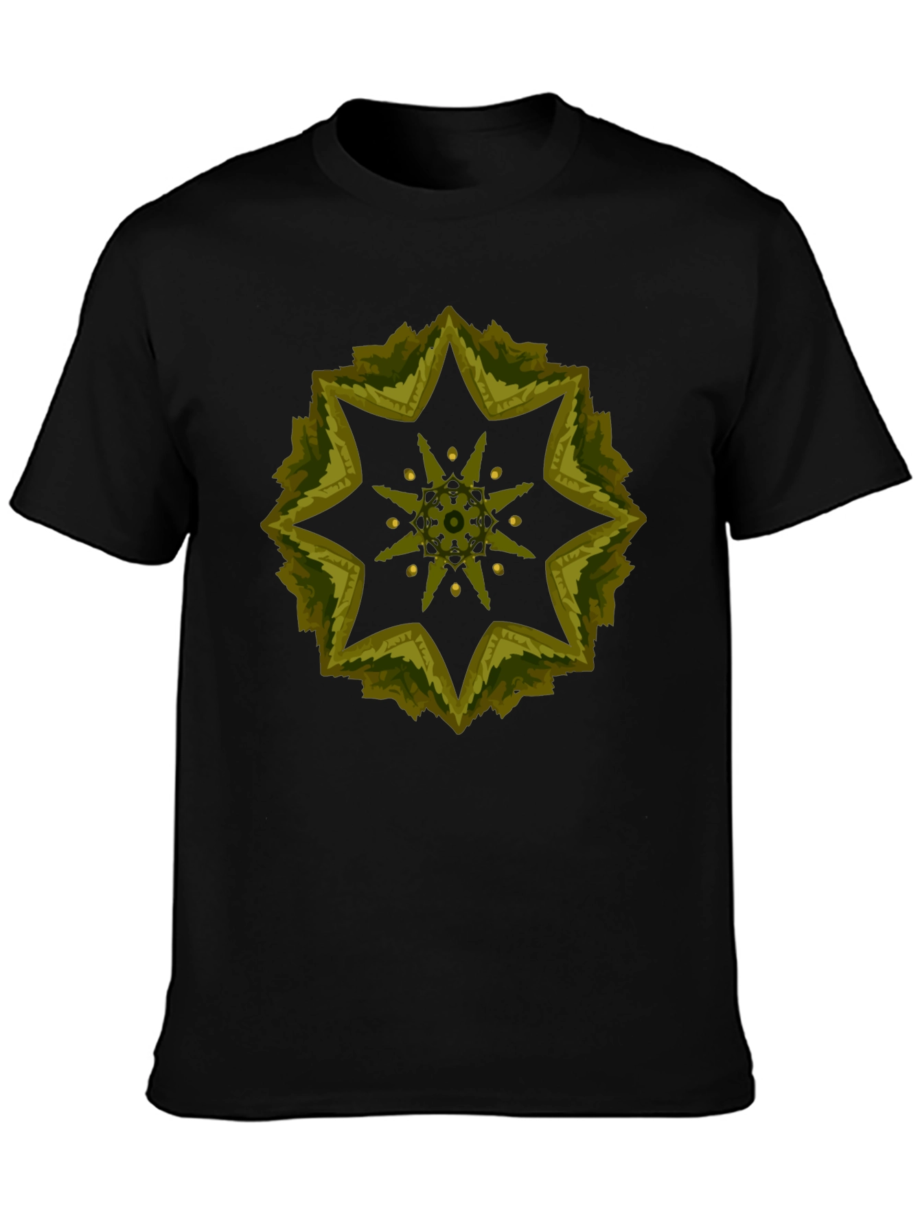 Geometric Starburst Tee - Stylish Black Cotton Blend Shirt