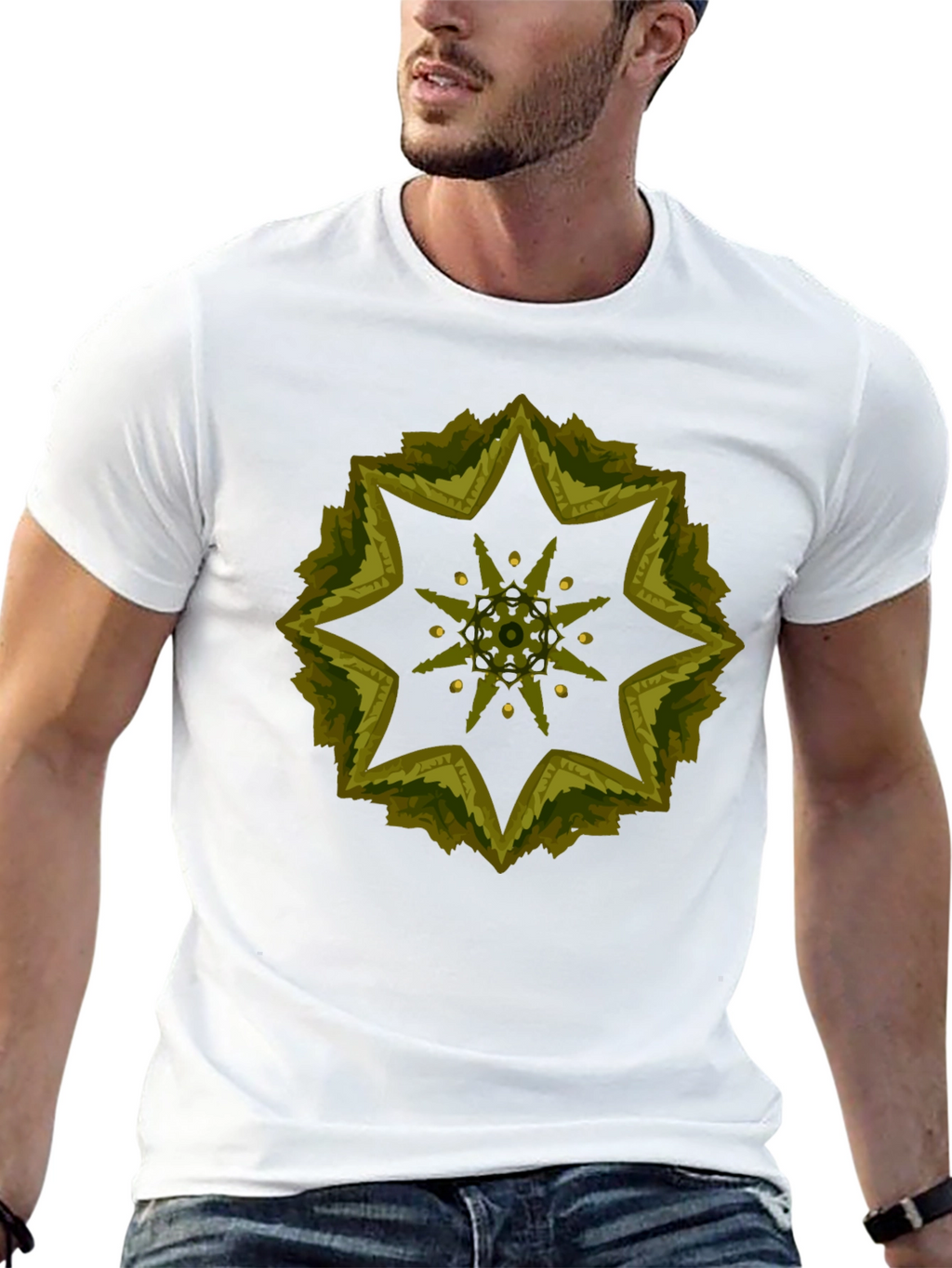 Geometric Starburst Tee - Stylish Black Cotton Blend Shirt