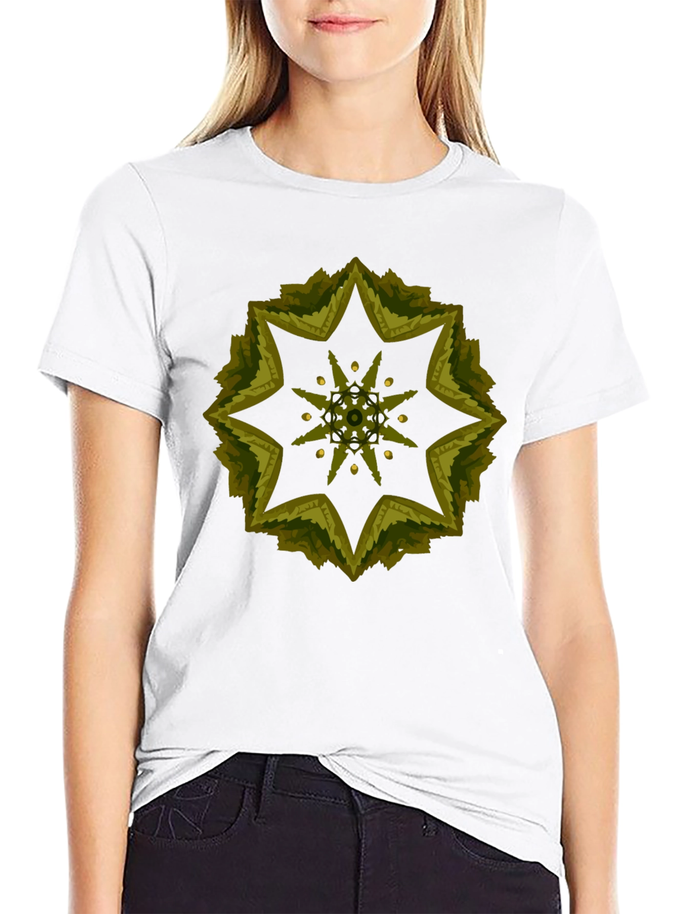 Geometric Starburst Tee - Stylish Black Cotton Blend Shirt