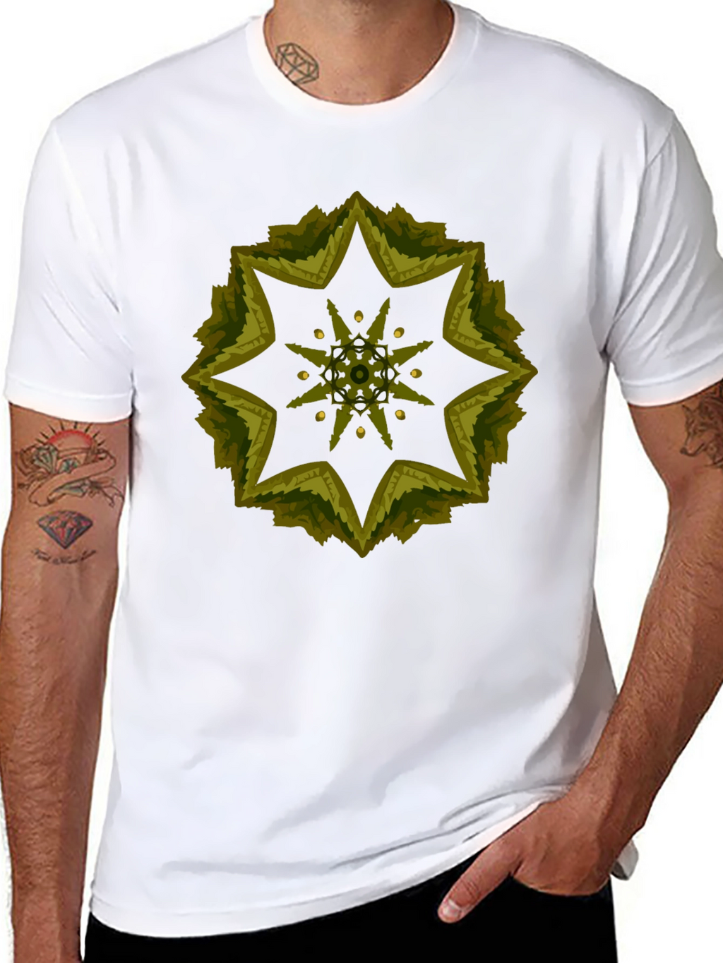 Geometric Starburst Tee - Stylish Black Cotton Blend Shirt