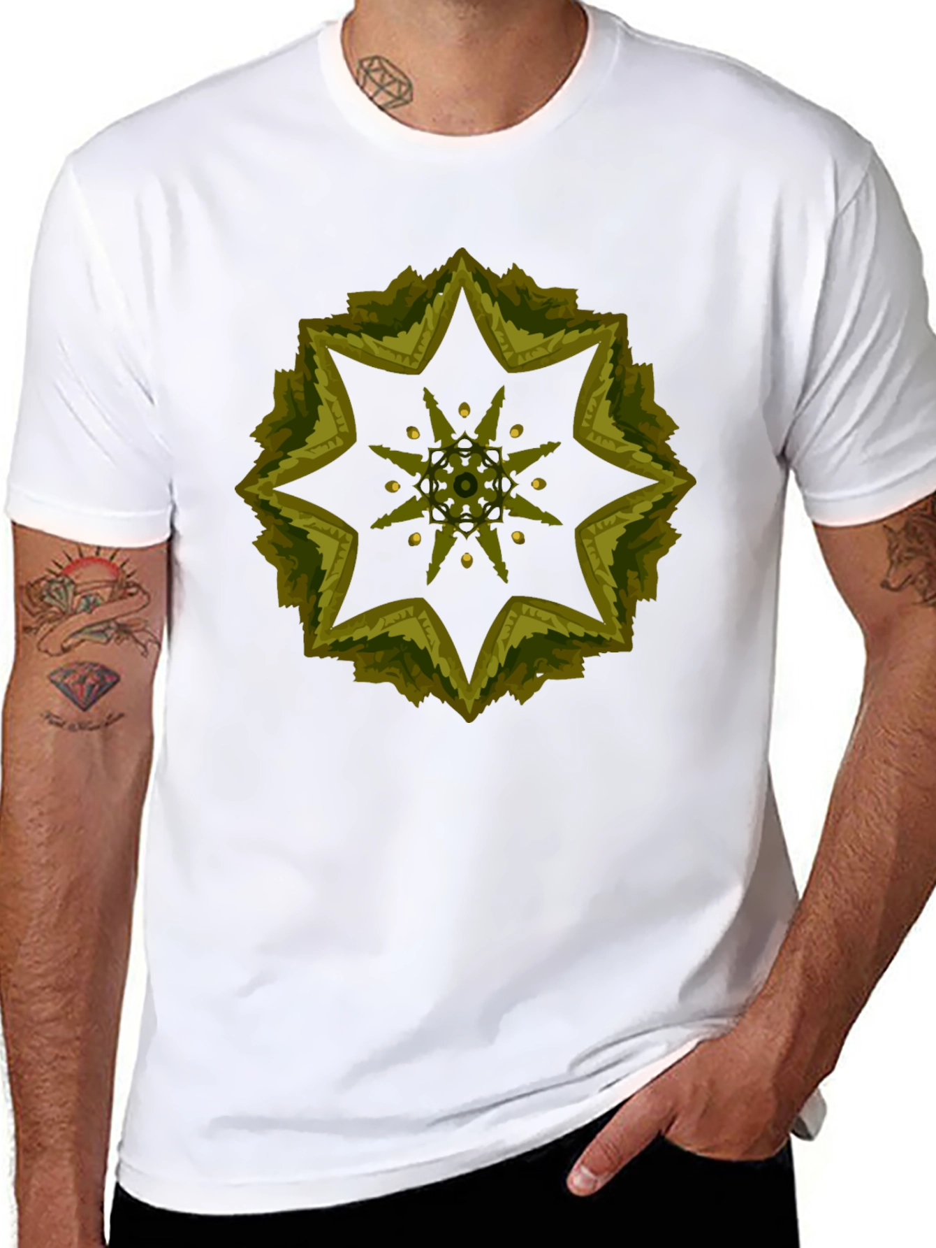 Geometric Starburst Tee - Stylish Black Cotton Blend Shirt