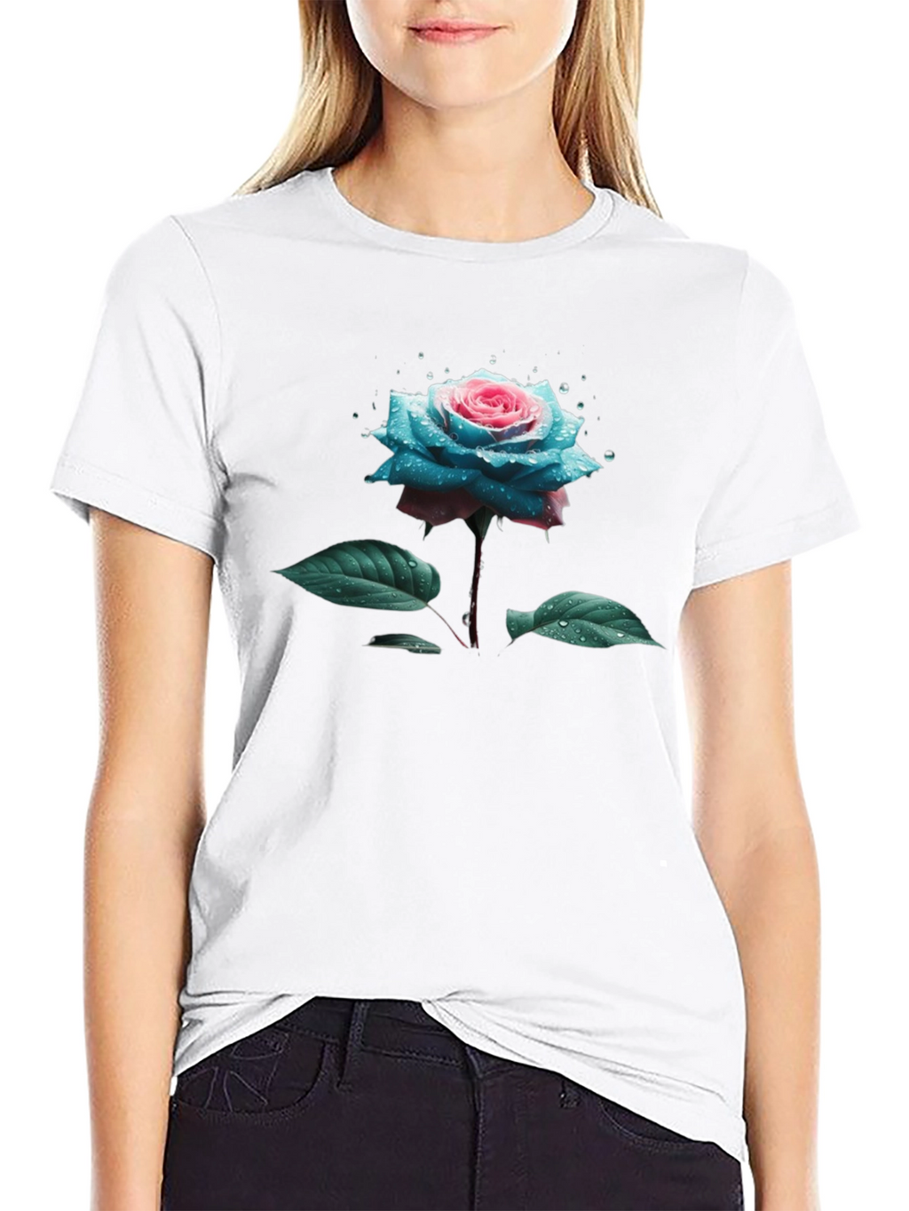 Floral Rose T-Shirt - Black