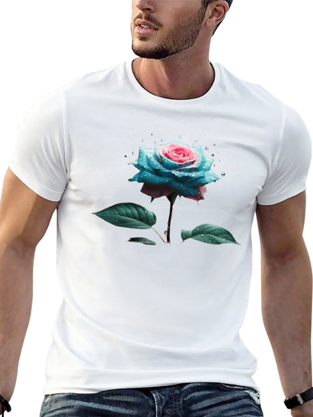 Floral Rose T-Shirt - Black