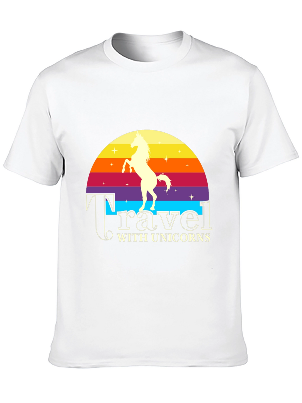 Travel with Unicorns Black Graphic T-Shirt