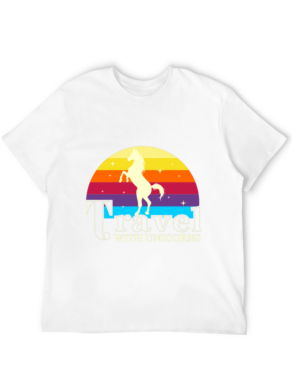 Travel with Unicorns Black Graphic T-Shirt