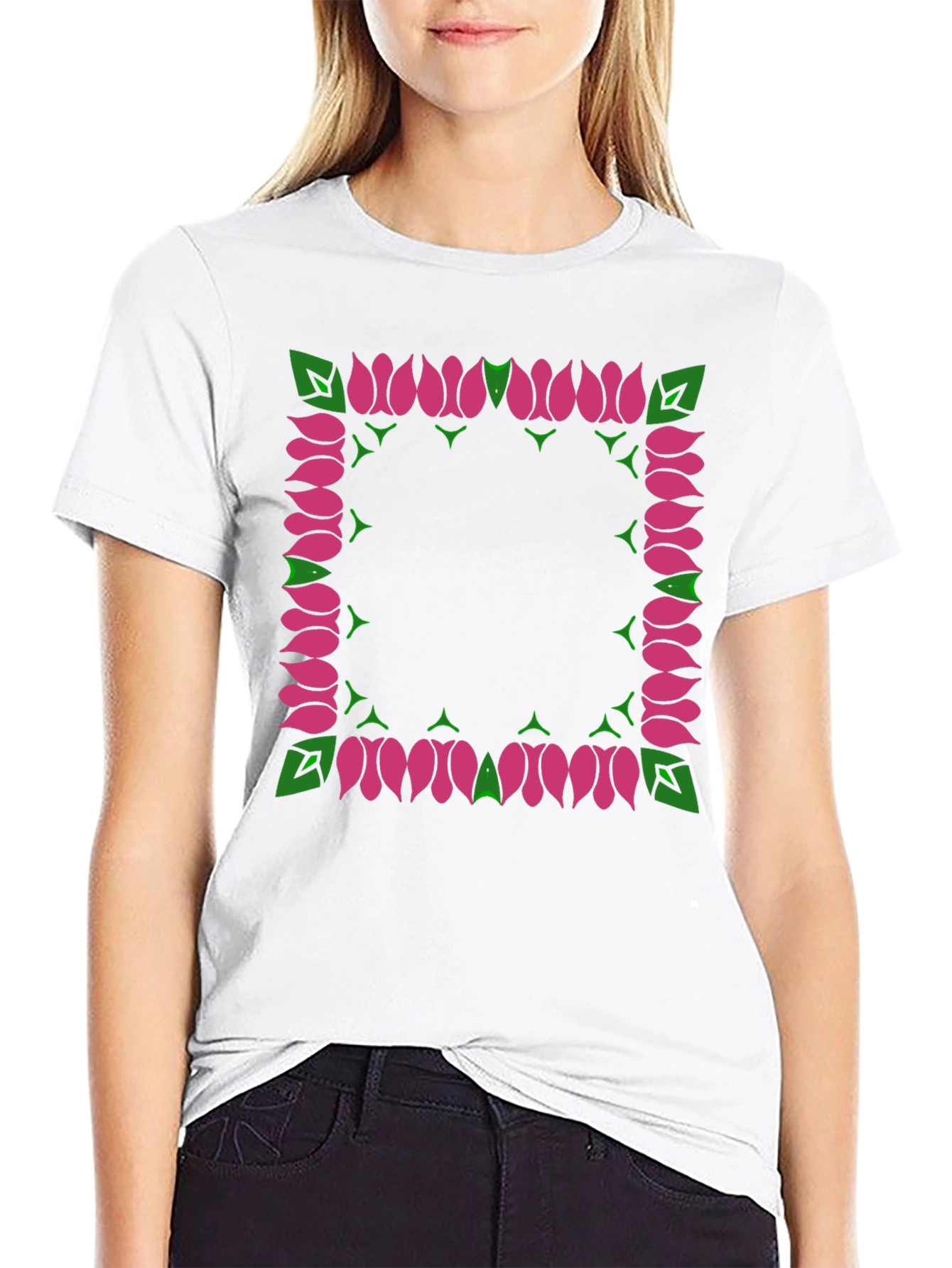 Floral Framed Graphic Tee - Stylish & Unique