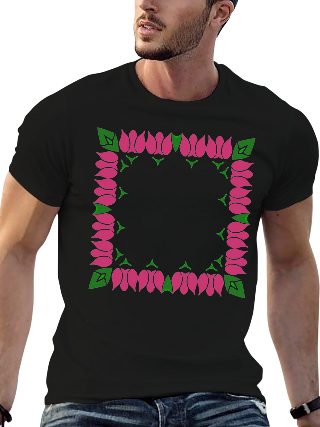 Floral Framed Graphic Tee - Stylish & Unique
