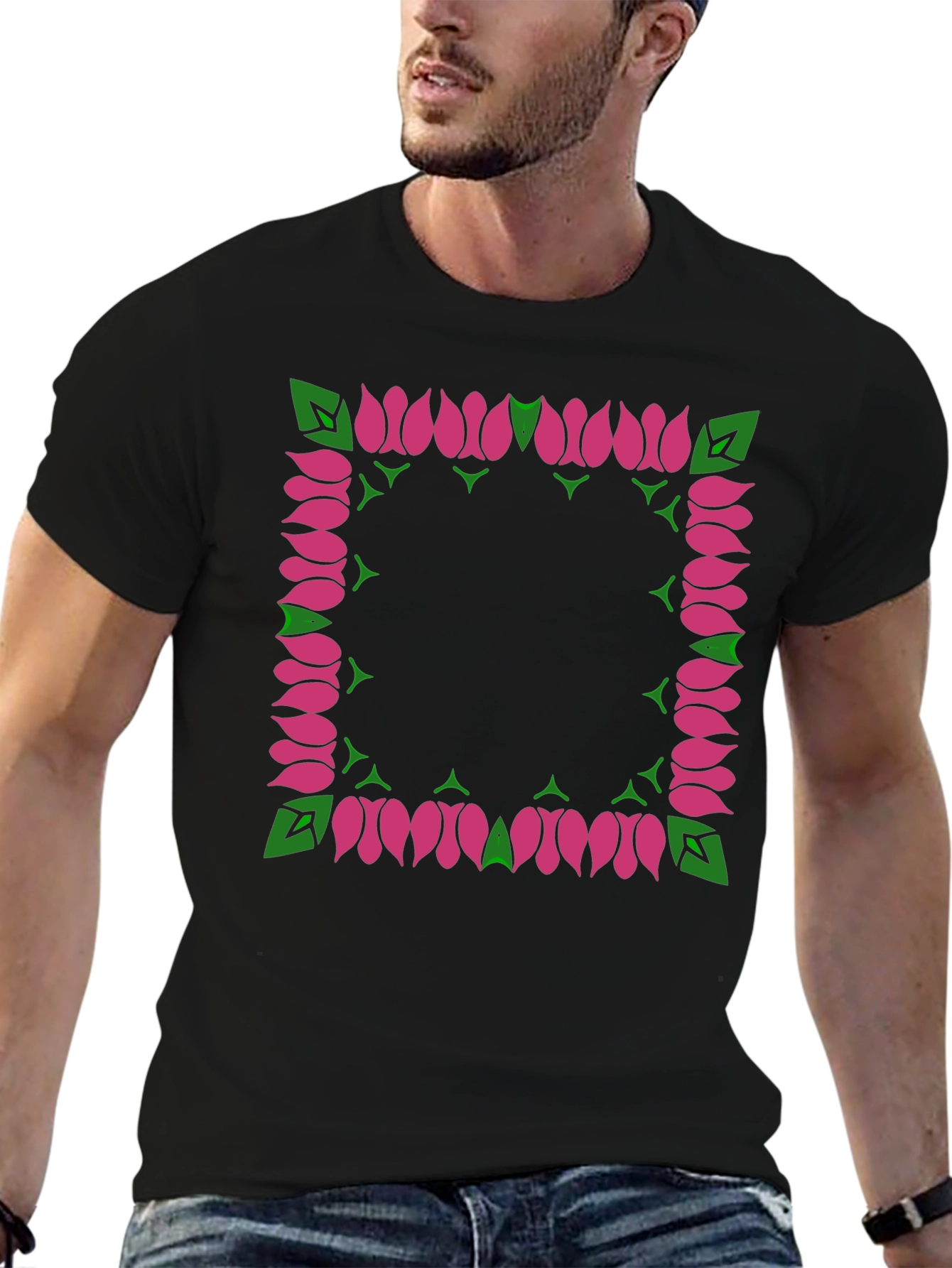 Floral Framed Graphic Tee - Stylish & Unique