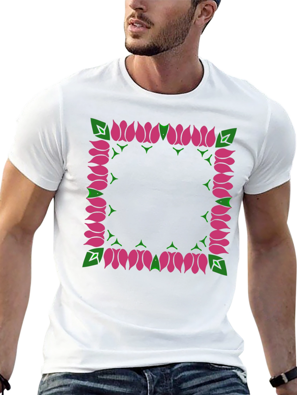 Floral Framed Graphic Tee - Stylish & Unique