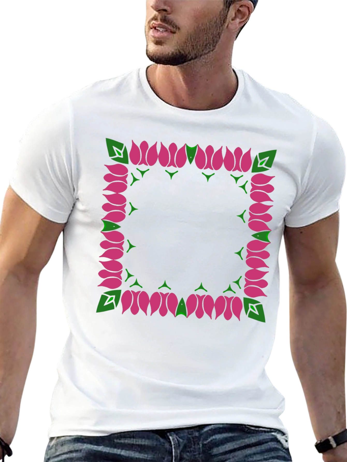 Floral Framed Graphic Tee - Stylish & Unique
