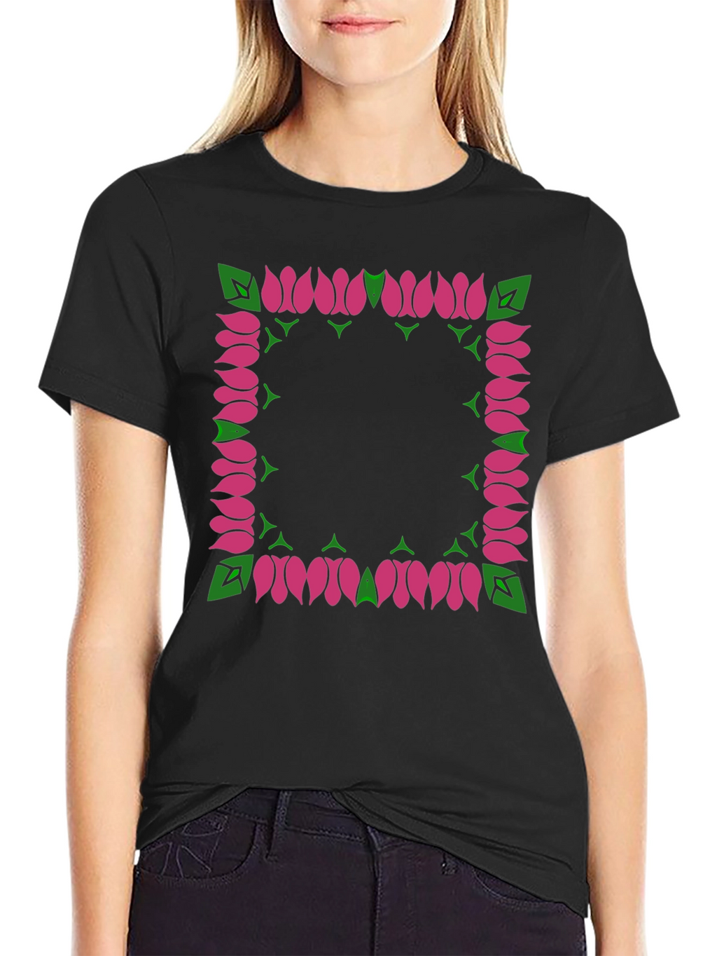 Floral Framed Graphic Tee - Stylish & Unique