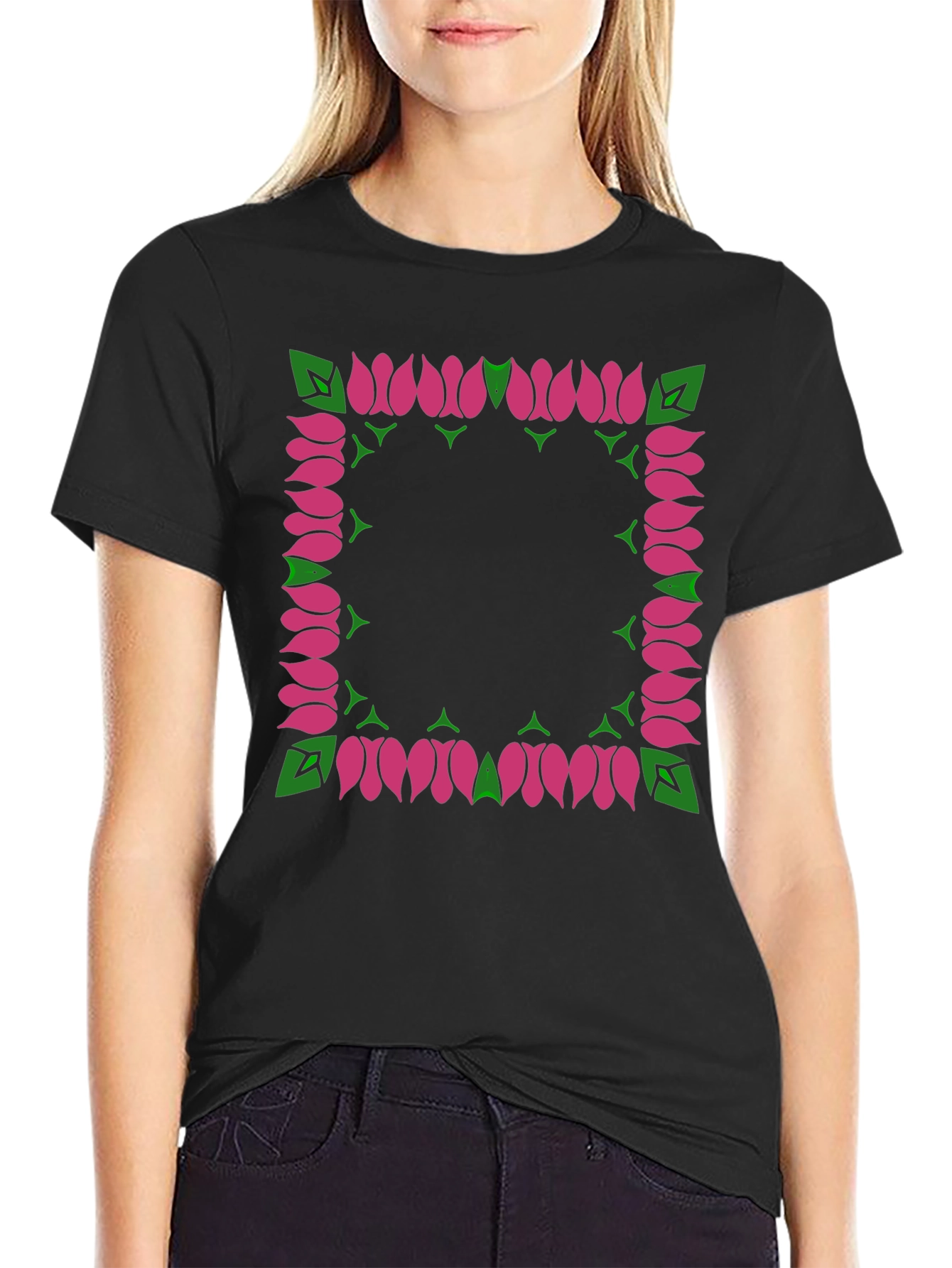 Floral Framed Graphic Tee - Stylish & Unique