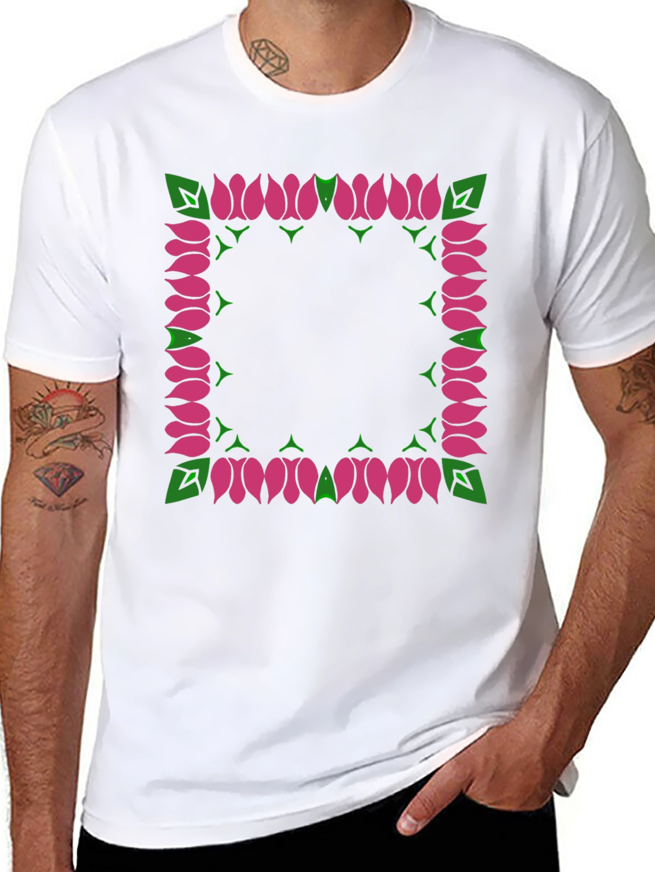 Floral Framed Graphic Tee - Stylish & Unique